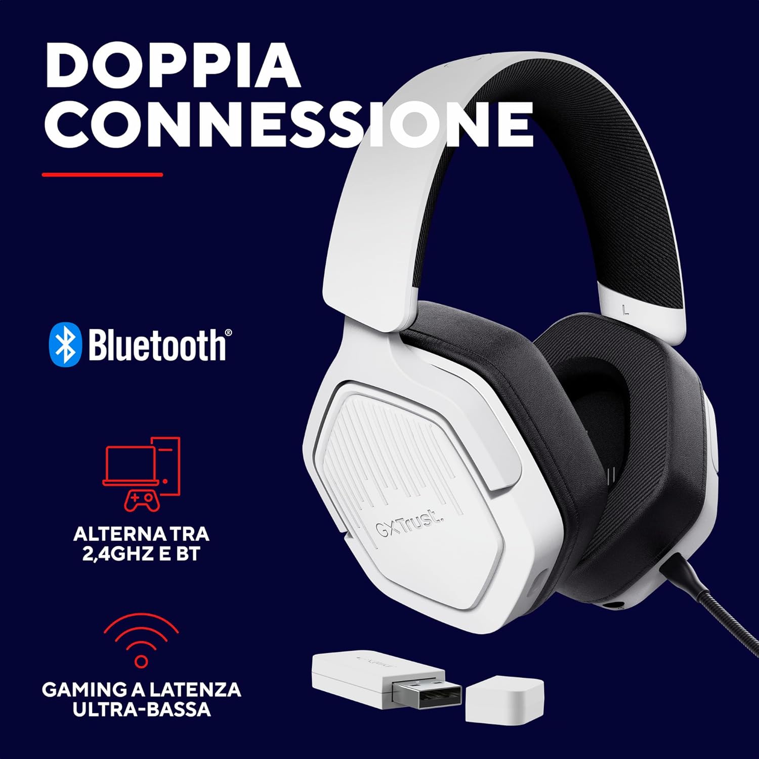 Thumbnail 2 de GXTrust 1493W Ravox: cuffie gaming wireless con Bluetooth e 2,4 GHz, driver da 50 mm e autonomia fino a 70 ore
