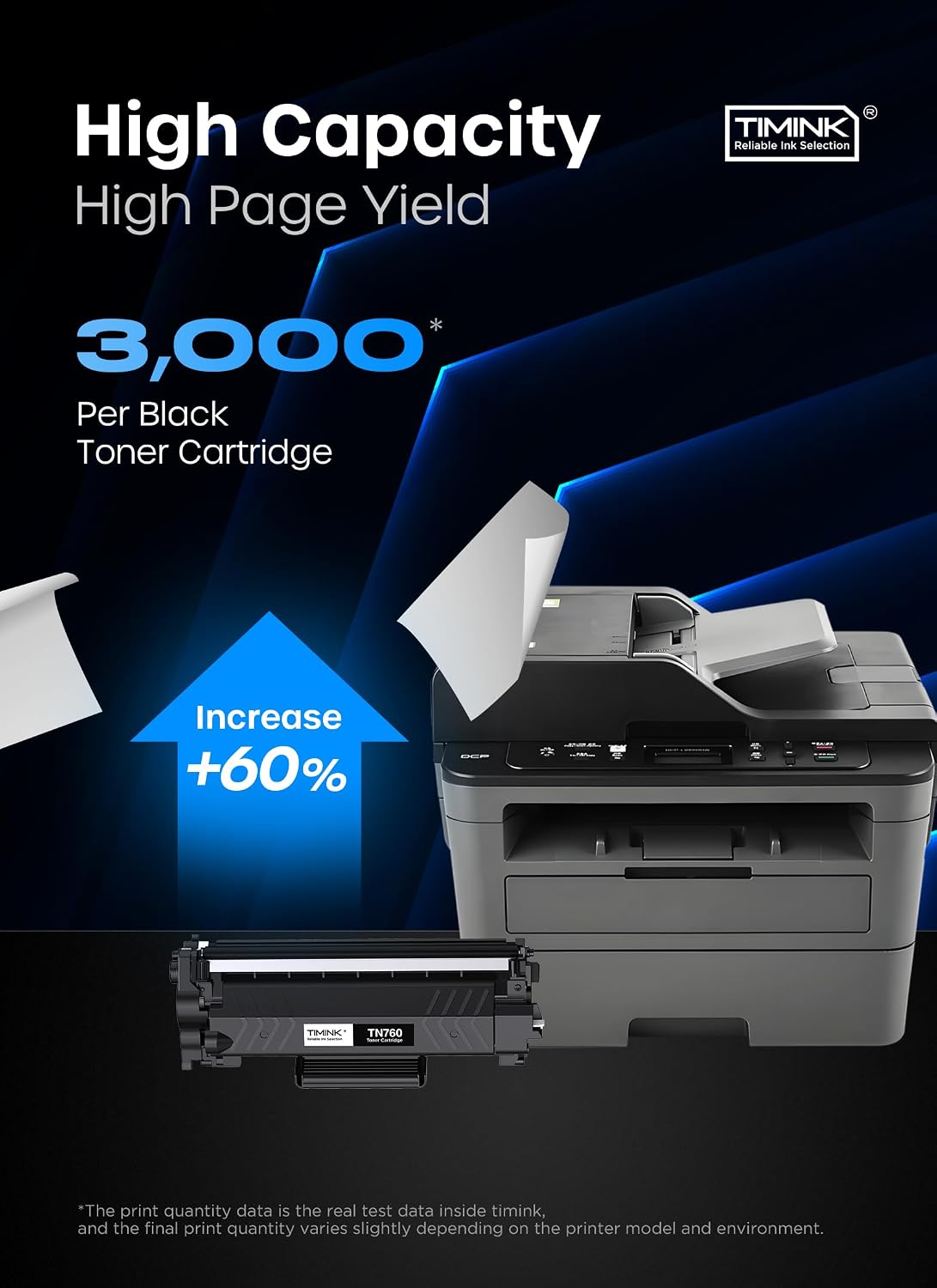 Detalle de Timink TN760-2P Black Toner Cartridge 2-Pack with Chip, High Yield