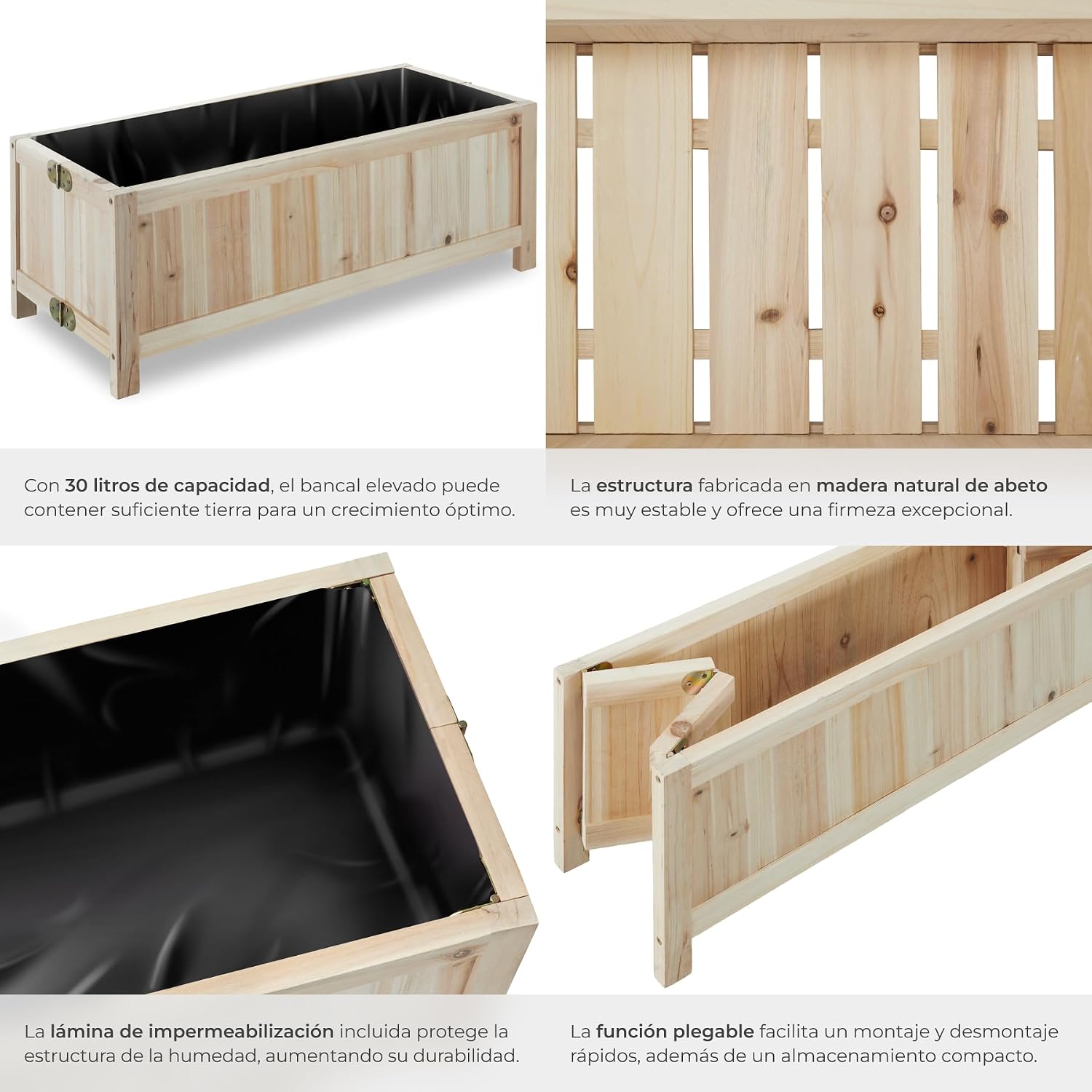 Detalle 2 de tectake® Jardinera Exterior Rectangular 30 x 70 x 25 cm