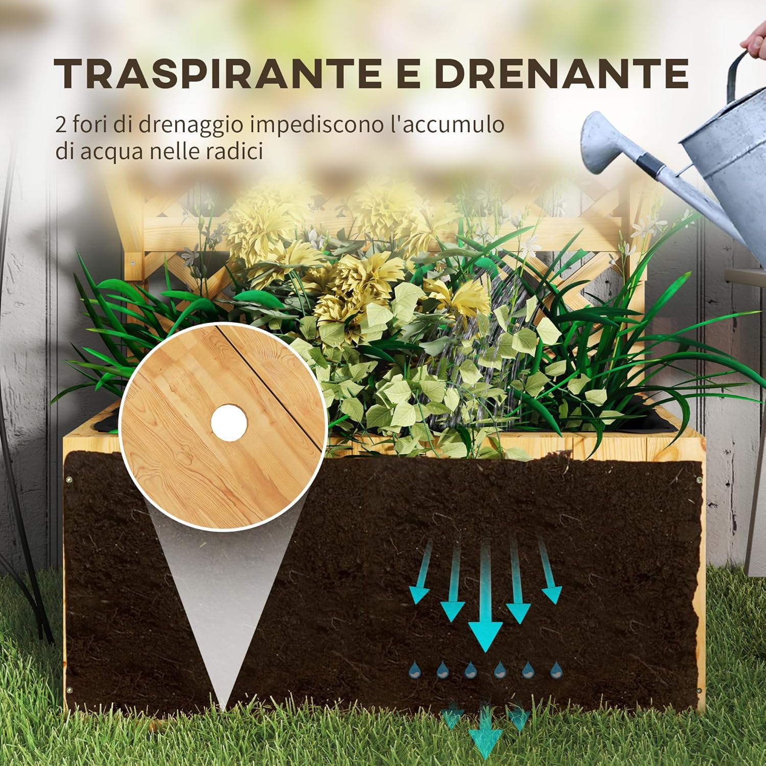 Detalle 2 de Outsunny Jardinière avec Treillis lit surélevé de Jardin Potager sur Pied en Bois