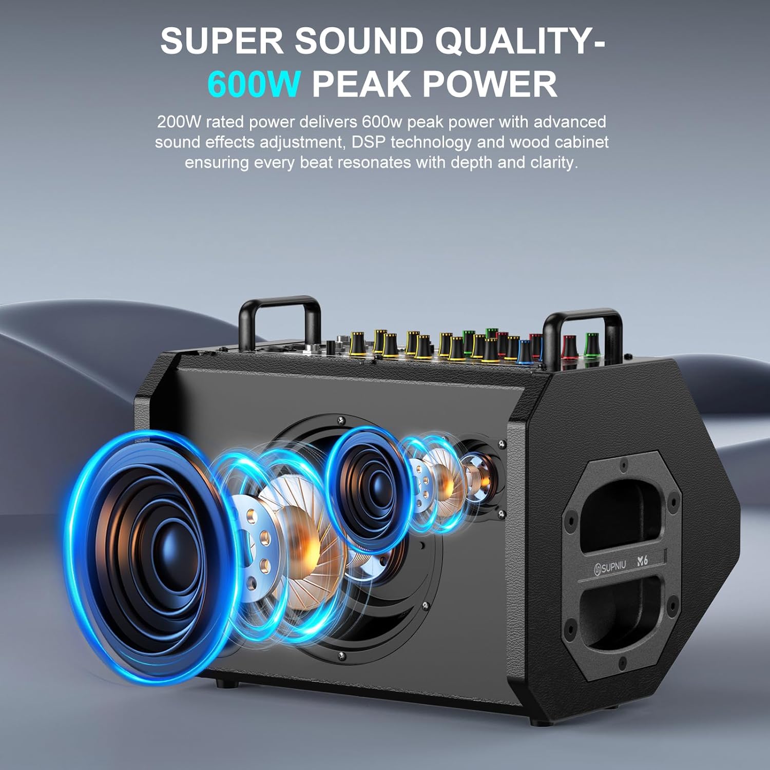 Thumbnail 1 de M6 200W All-in-One Karaoke & PA System with 5-Channel Mixer and 2 Wireless Mics