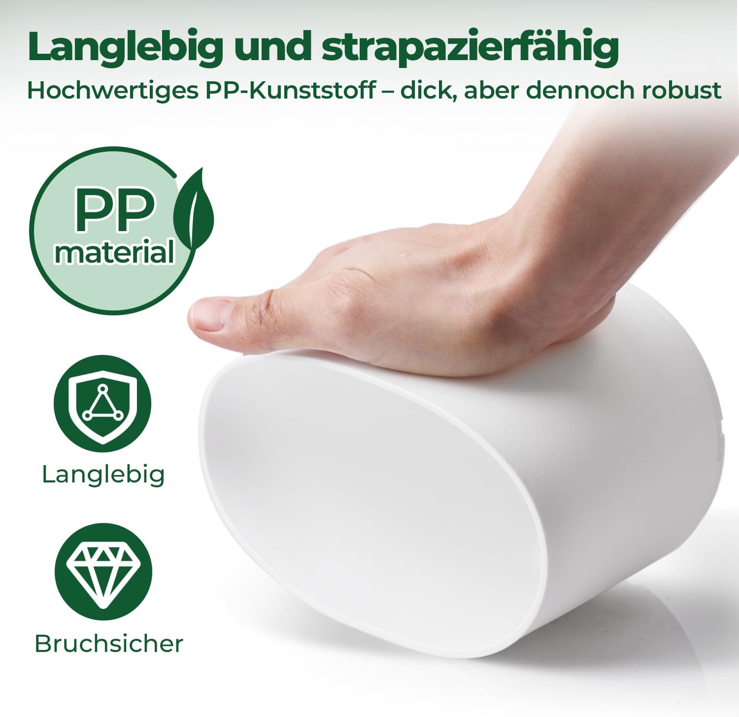 Thumbnail 4 de T4U 20cm Vasi autoirriganti Set di 3 in plastica bianca – Decorativi, da interno e outdoor