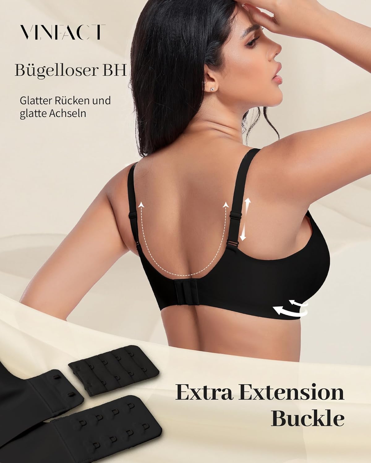 Thumbnail 3 de Vinfact Tiefer-V Nahtloser Push-up BH ohne Bügel für Damen – T-Shirt & Schlaf-BH (55% Nylon/45% Elasthan)