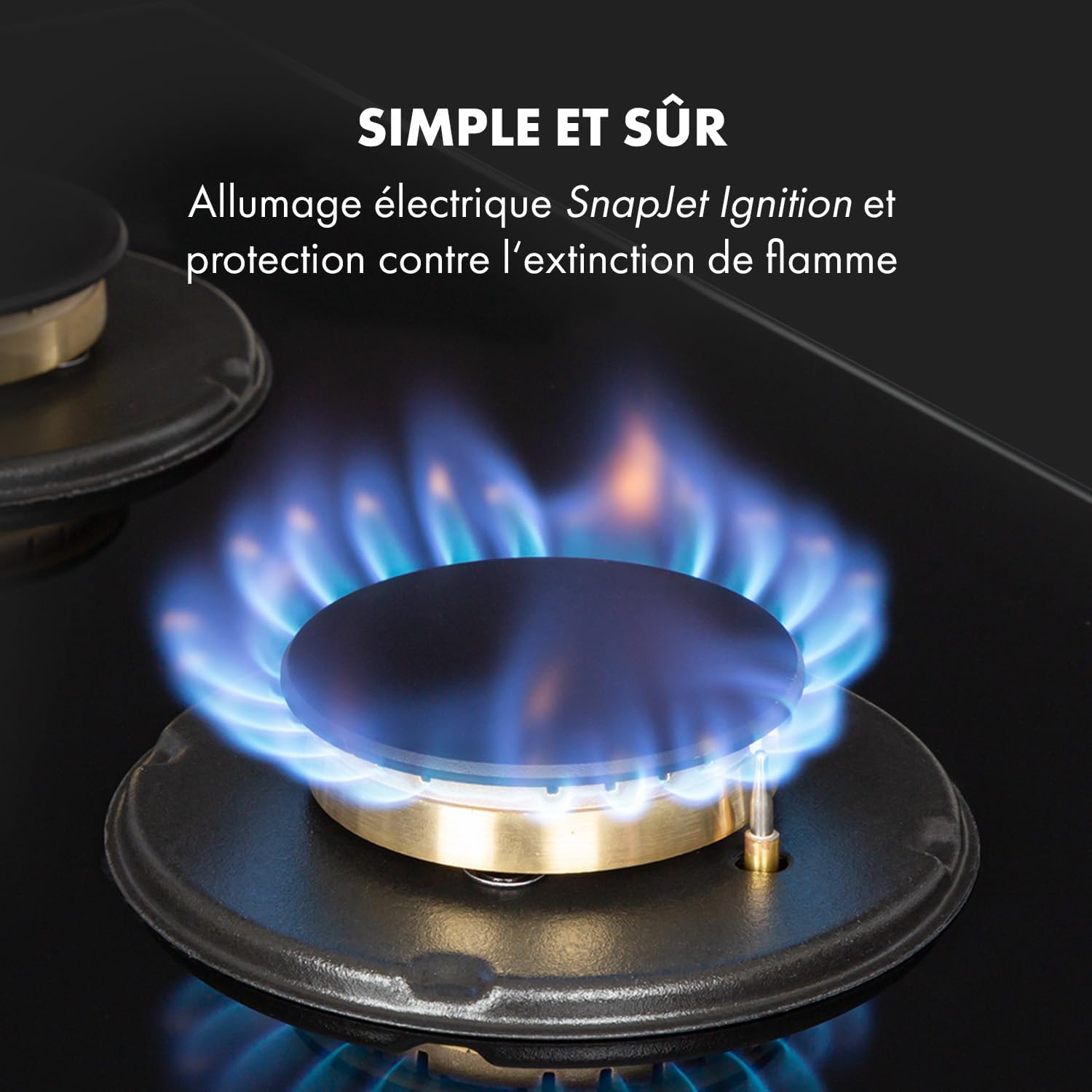 Detalle de Klarstein Goldflame CP11-Goldflame-4 gaskookplaat, 4 messing branders, 60 cm