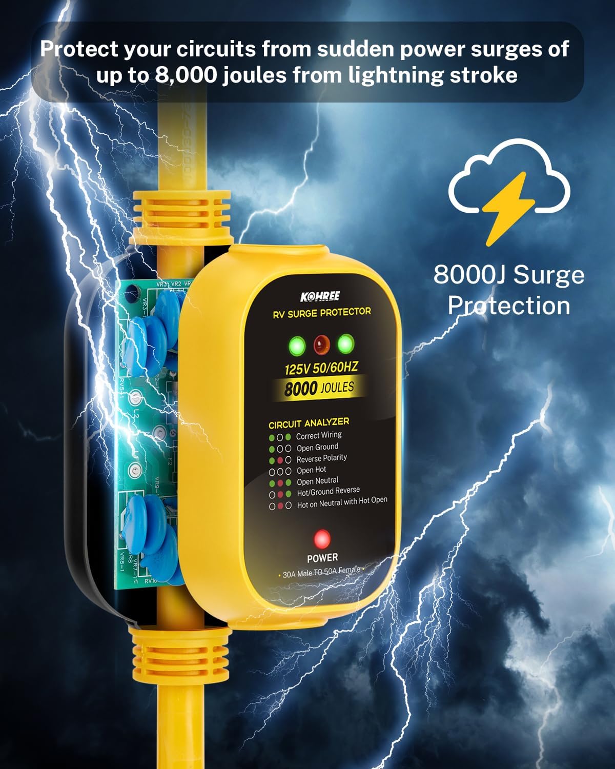 Detalle de Kohree RV Adapter, 30 Amp to 50 Amp