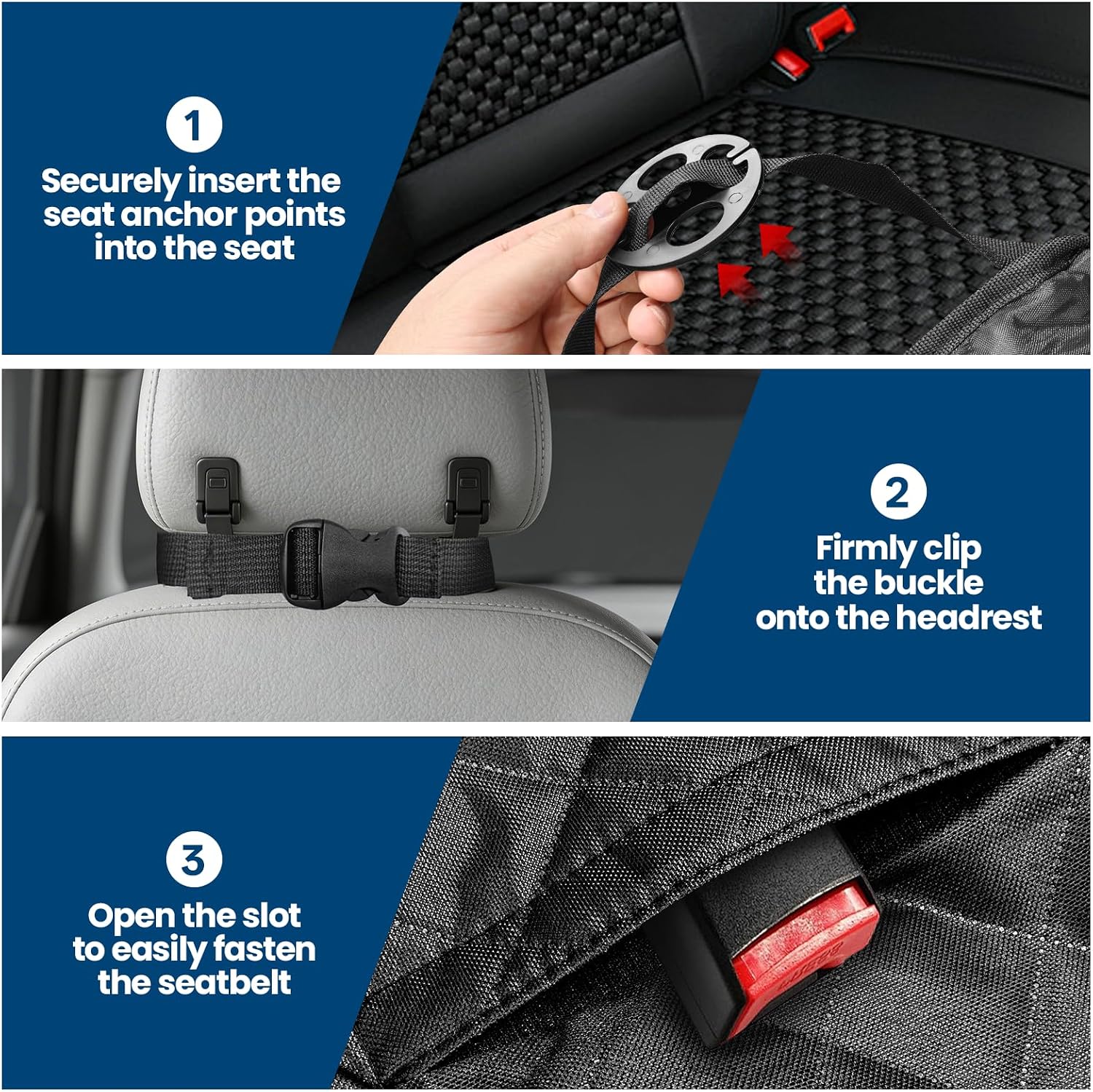 Thumbnail 3 de Dayacoco Dog Car Seat Cover, Waterproof, Non-Slip, Scratch-Proof Back Seat Protector for Cars & SUVs (135 cm × 123 cm) – Black