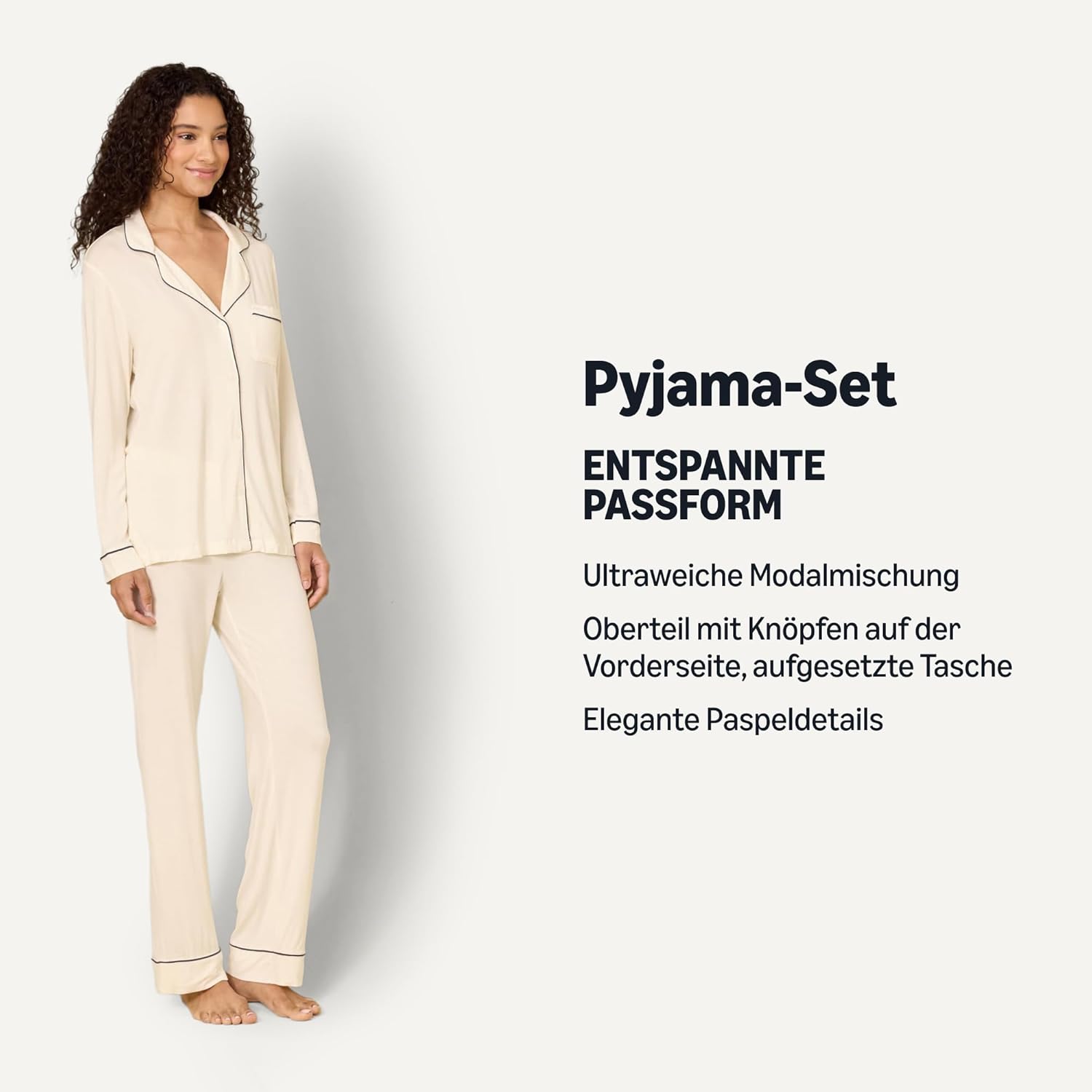 Thumbnail 2 de Amazon Essentials x Sofia Grainge Damen Pyjama-Set aus elastischer Modalfaser – langärmlig, bodenlang