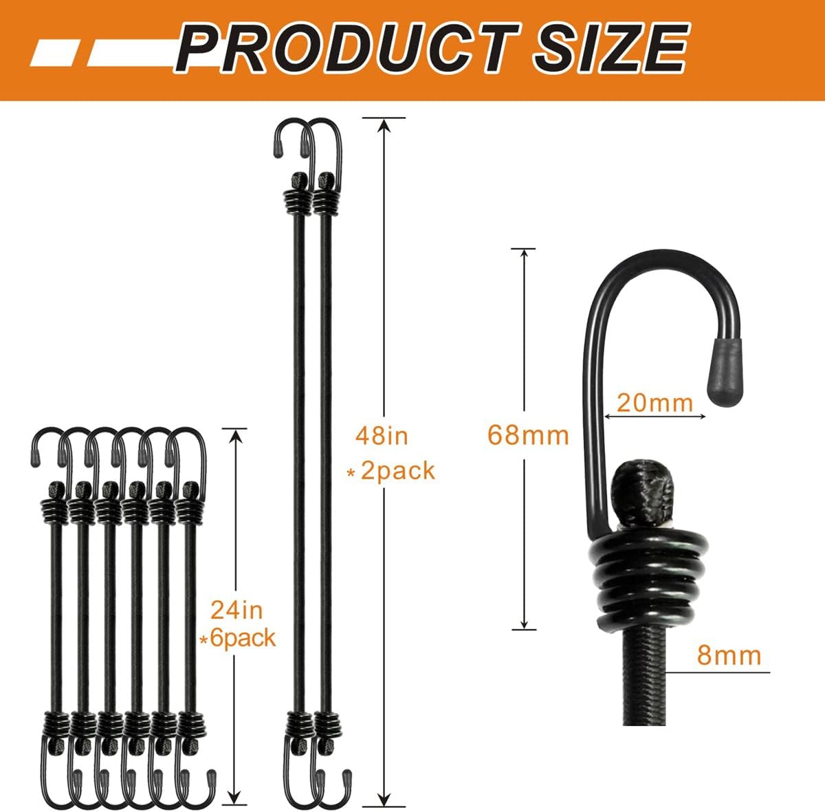 Thumbnail 4 de BEXSLE Bungee Cords 24in 6pcs