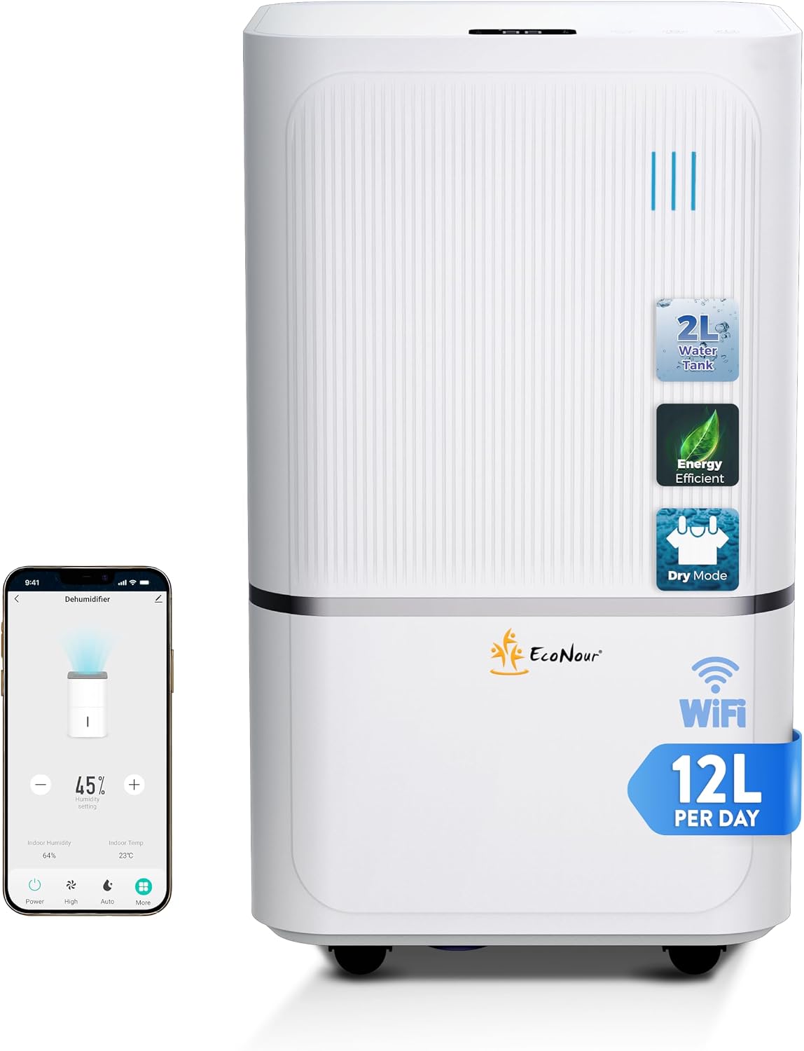 Detalle de EcoNour 12L/day WiFi dehumidifier