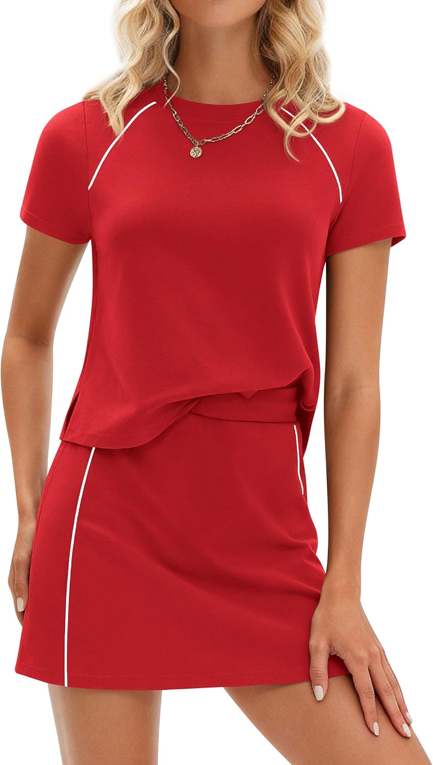 Detalle de PRETTYGARDEN Women's 2026 Summer 2 Piece Skirt Sets: A Comfortable, versatile sporty-casual duo