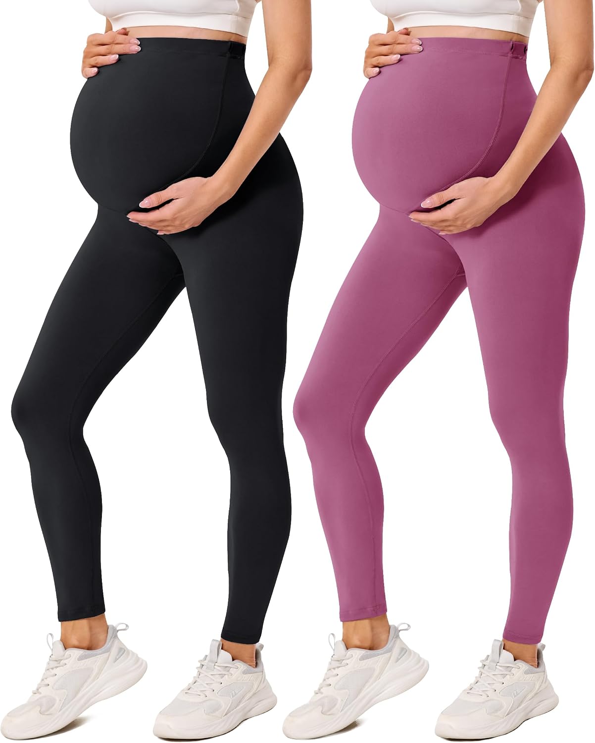 Thumbnail 6 de VALANDY Creamlush 2 Pack Over Bump Maternity Leggings with Adjustable Waist