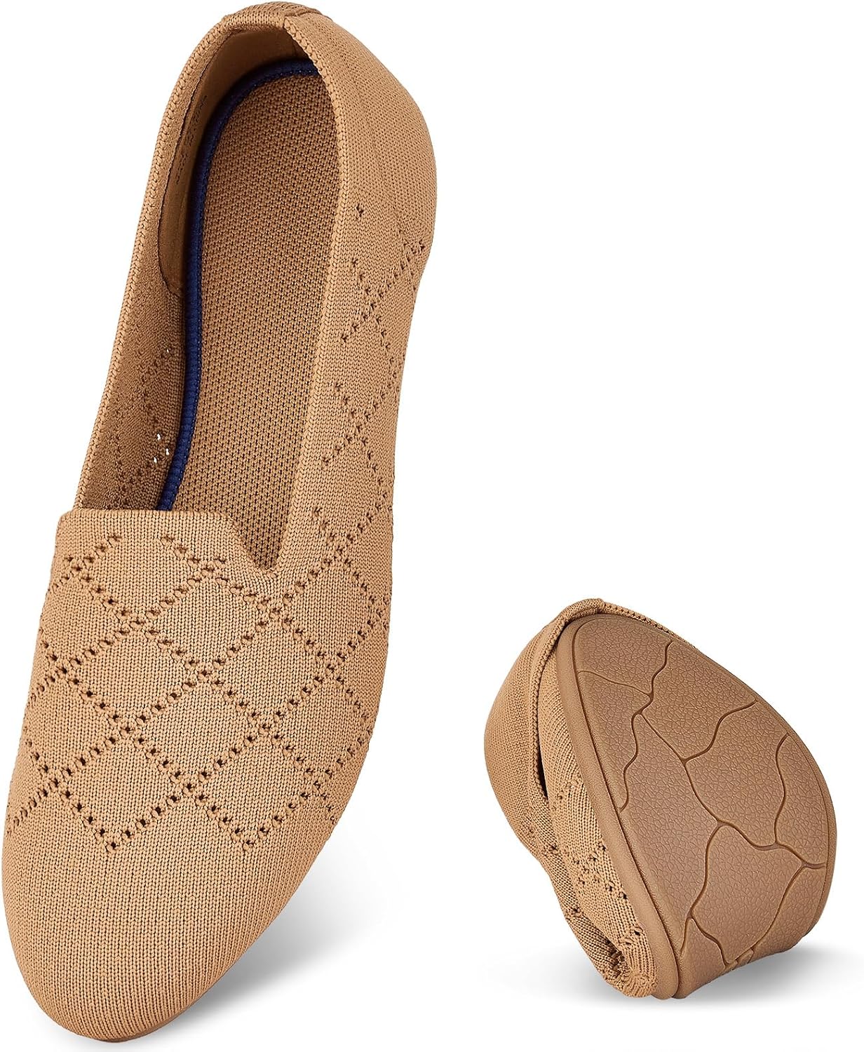 Thumbnail 6 de Puxowe Women's Ballet Flats Shoes: Slip-On Knit Dress Flats with Memory Foam Insole