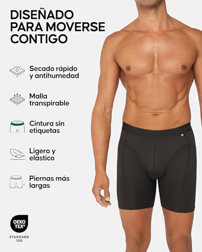 Detalle de DANISH ENDURANCE Calzoncillos Hombre Boxer Deportivos Extra Largo (Pack 6, Negro) M