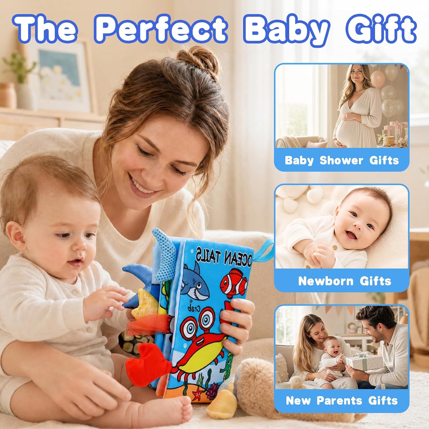 Thumbnail 6 de 2PCS Baby Sensory Books for Tummy Time (0–6 Months) — Crinkle & Touch-and-Feel Travel Soft Books