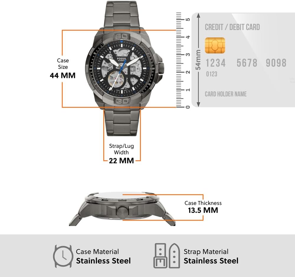 Thumbnail 5 de Fossil Bronson Herrenuhr 44 mm – Automatik mit Edelstahl- oder Lederarmband
