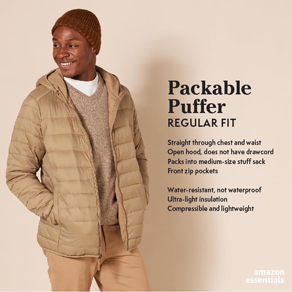 Thumbnail 1 de Amazon Essentials Men's Lightweight Water-Resistant Packable Hooded Puffer Jacket