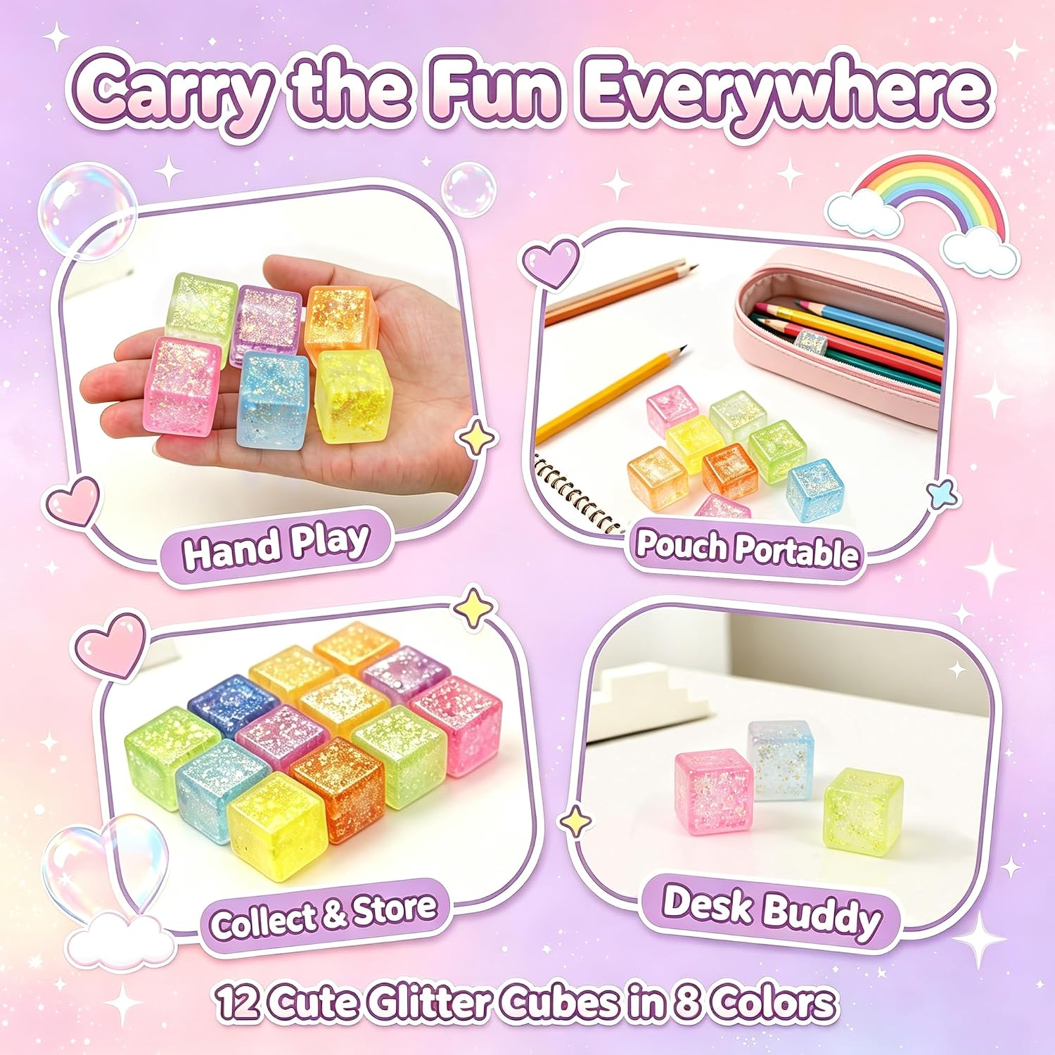 Detalle 2 de Glitter Cube Fidget Toys, 12-Pack