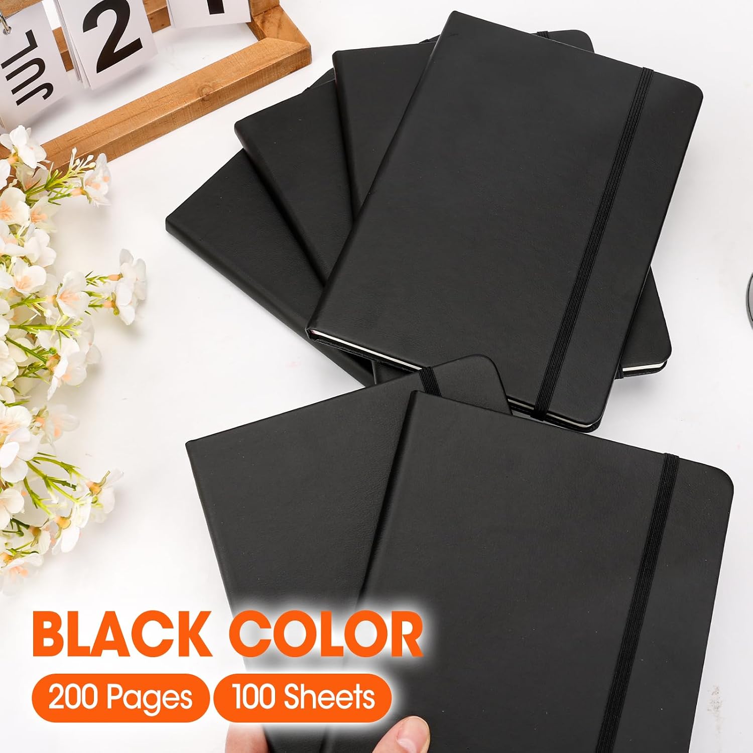 Detalle de BGUP 24-Pack A5 Lined Journals, 200 Pages, Faux-Leather Hardcover