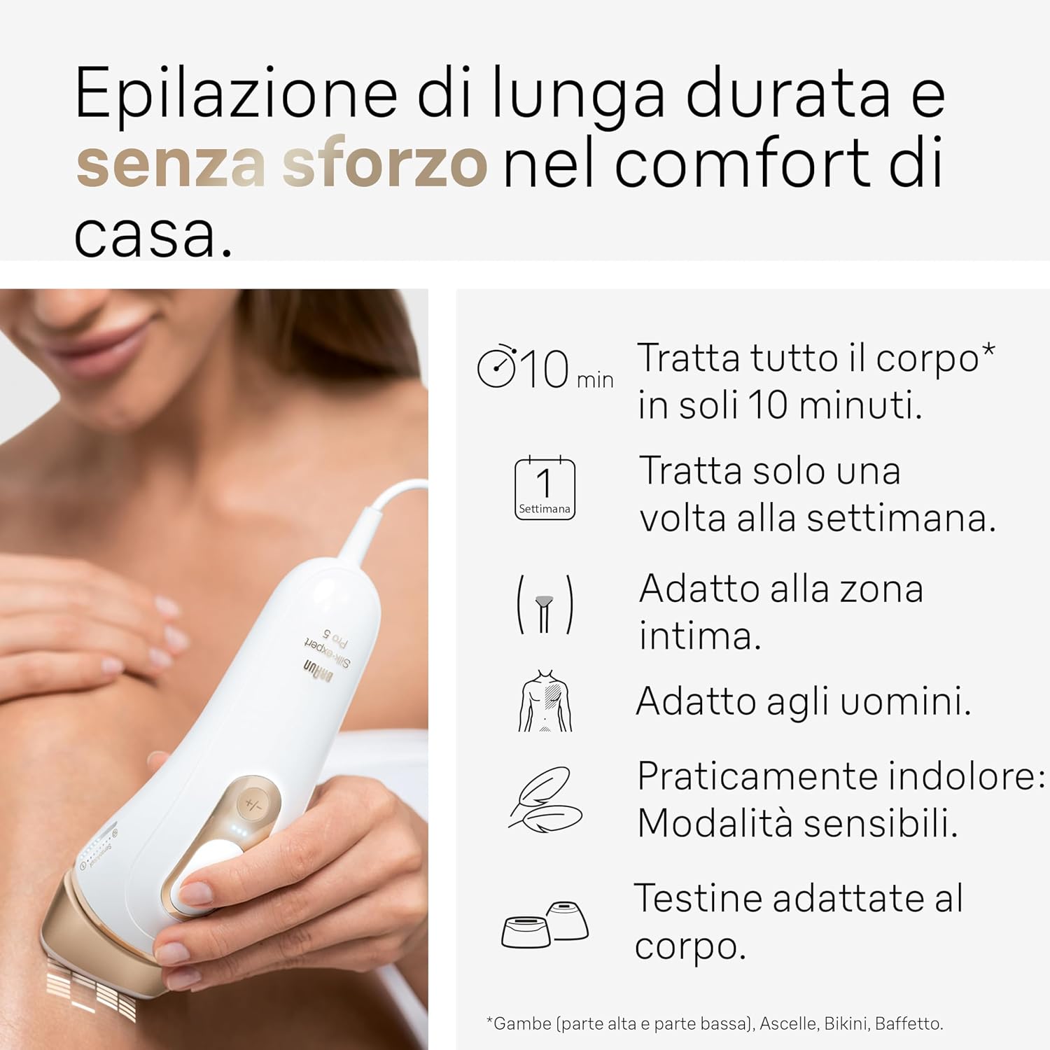 Detalle de Braun Silk Expert Pro 5 Epilatore a Luce Pulsata: efficacia a casa per corpo e viso