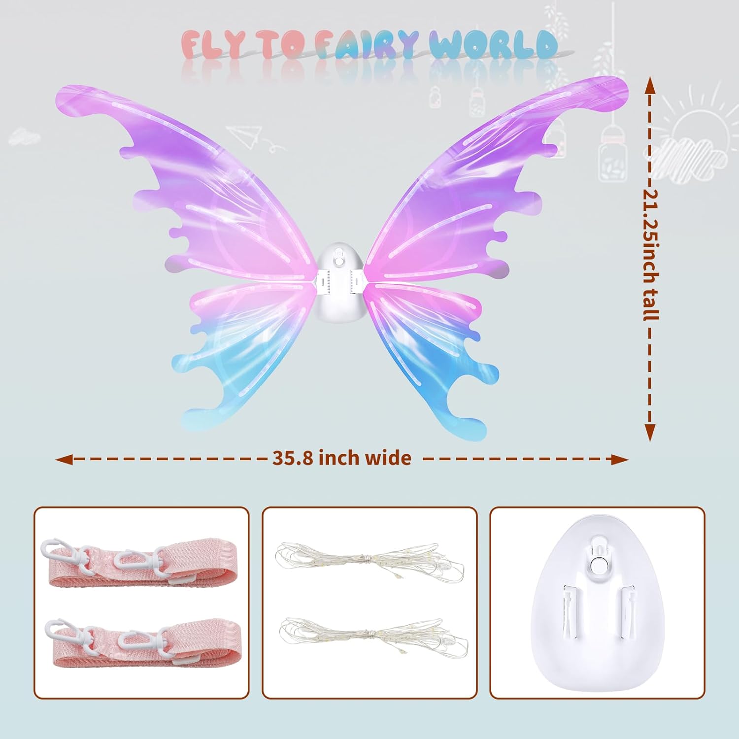 Thumbnail 4 de maysida Electric Fairy Wings LED light-up wings for girls ๐งโ