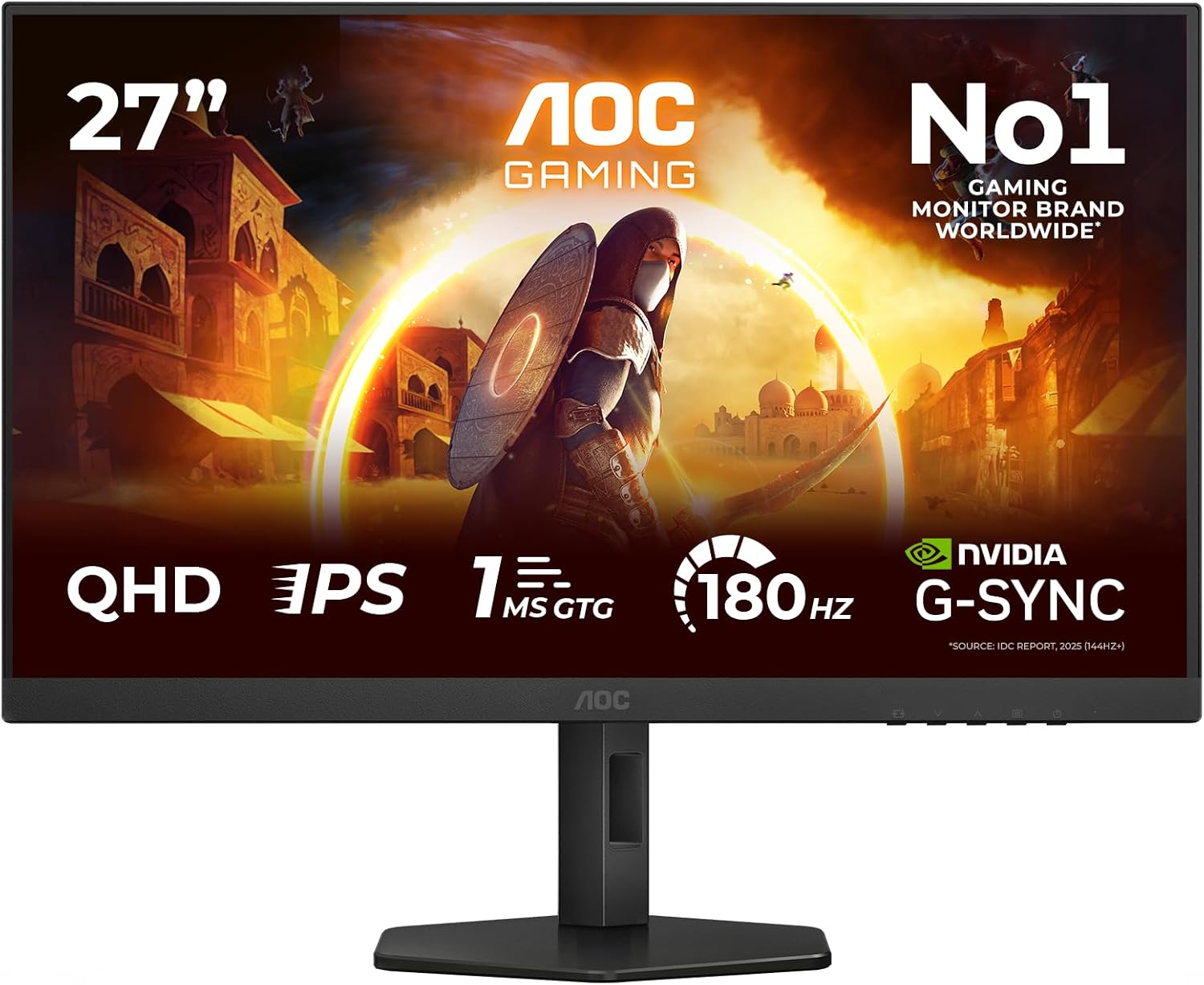 Thumbnail 1 de AOC Q27G4XD 27-inch WQHD Gaming Monitor (180Hz, Fast IPS, Adaptive Sync, HDR400)