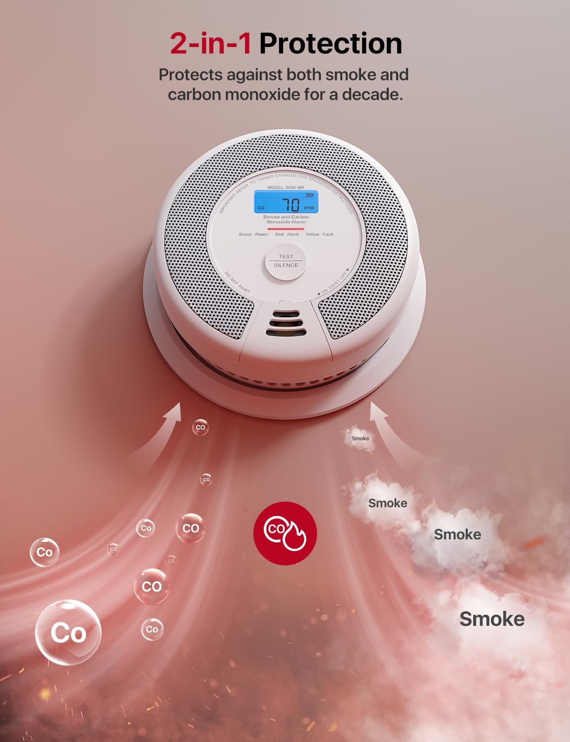 Detalle de X-Sense SC07-MR 2-Pack: Smoke & Carbon Monoxide Detectors with Base Station