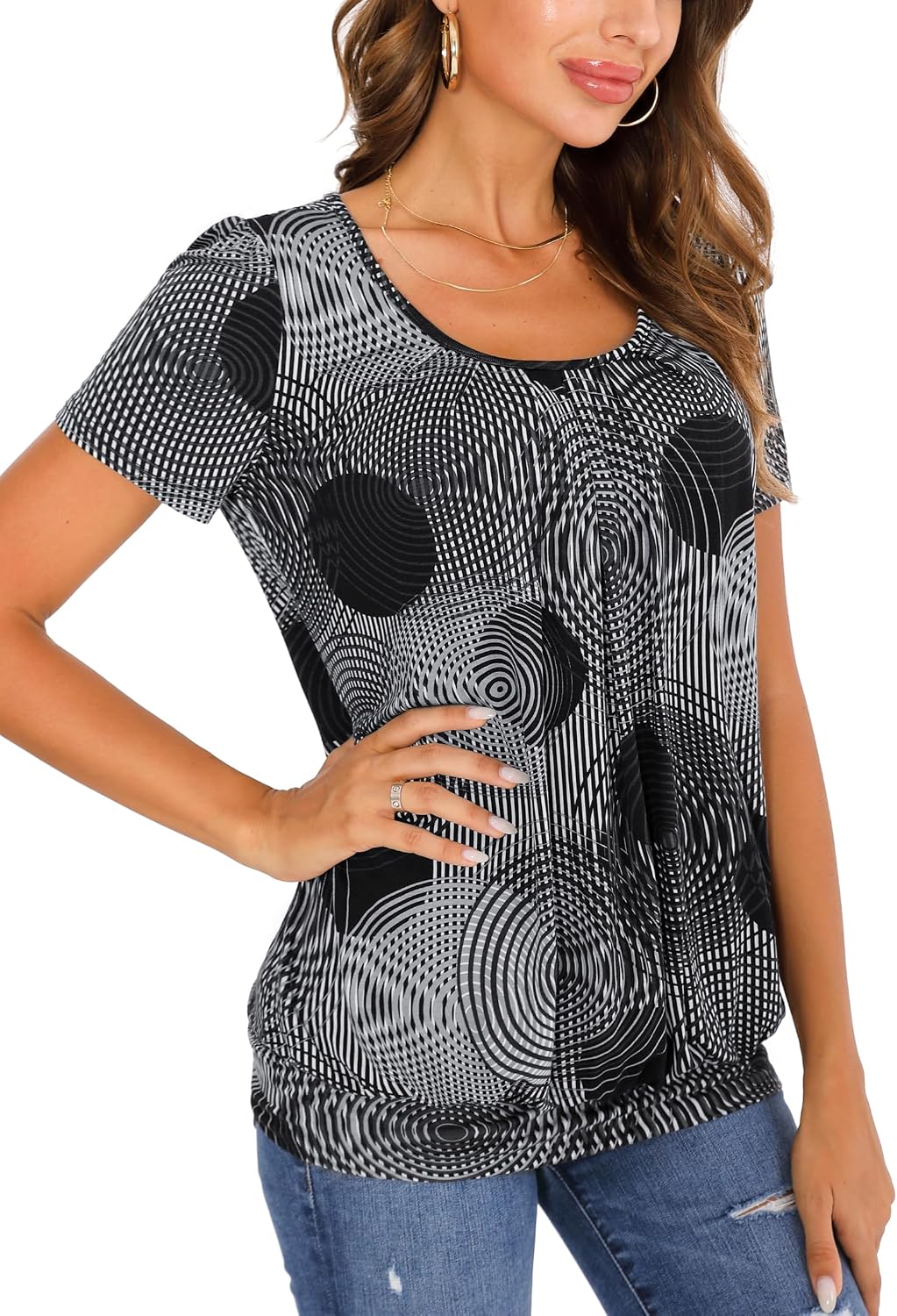 Detalle de DJT Damen T-Shirt mit Rundhals und Print