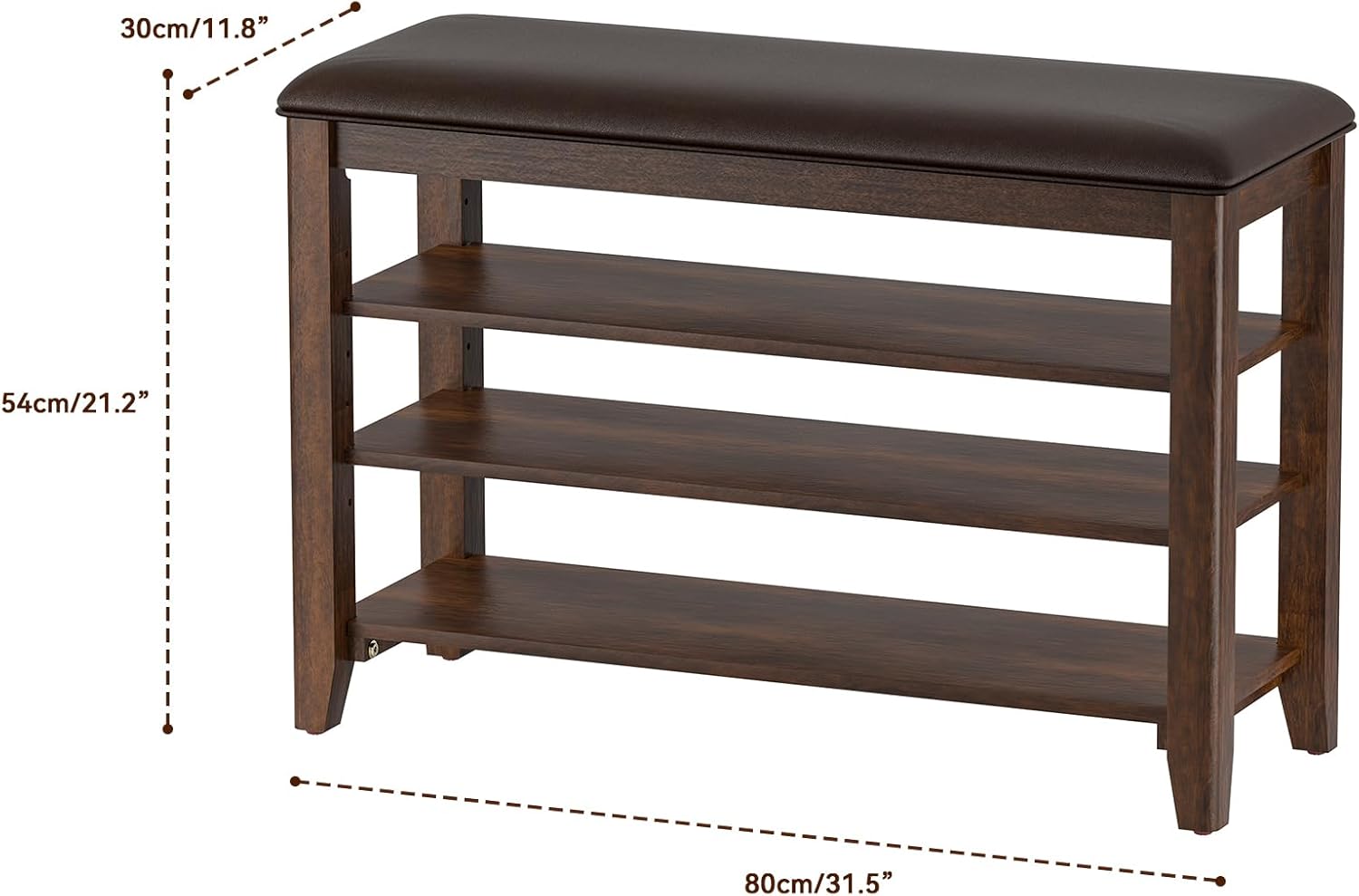Detalle 2 de Entryway Shoe Storage Bench with Leather Cushion
