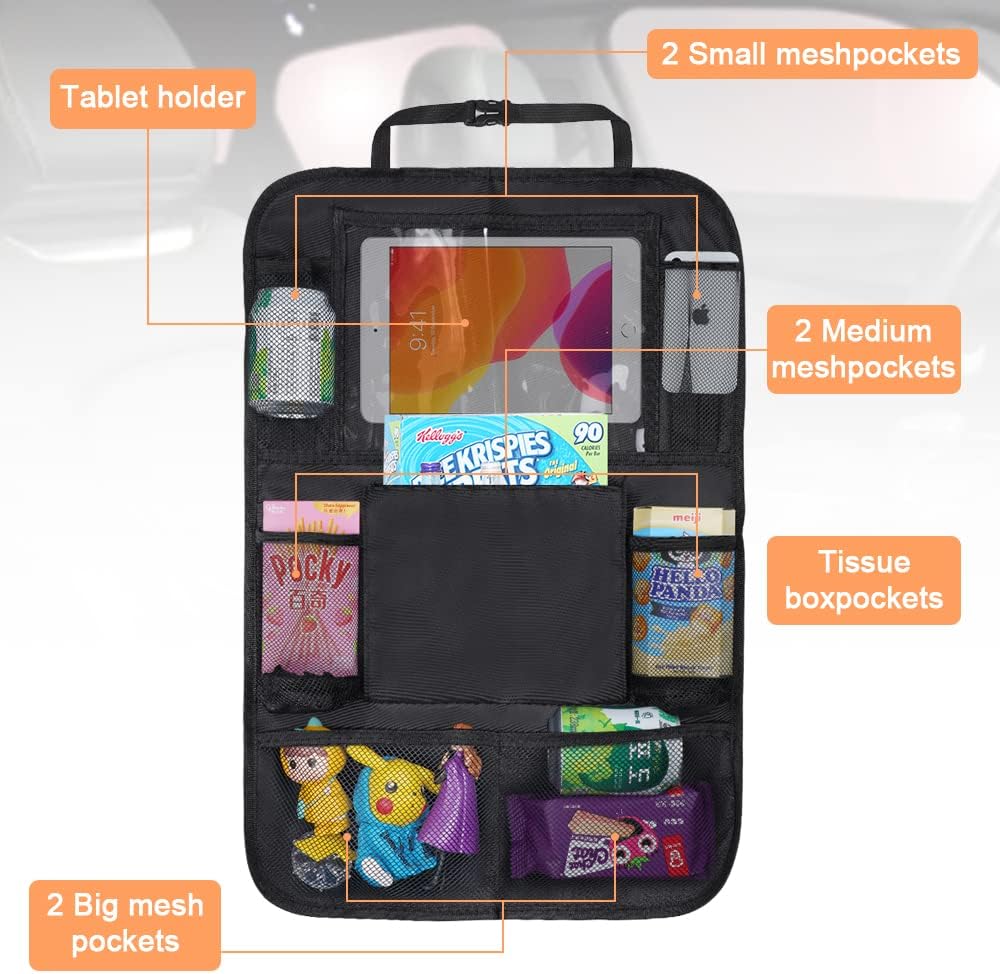 Detalle de URAQT Car Organiser back seat organiser with 10" tablet holder