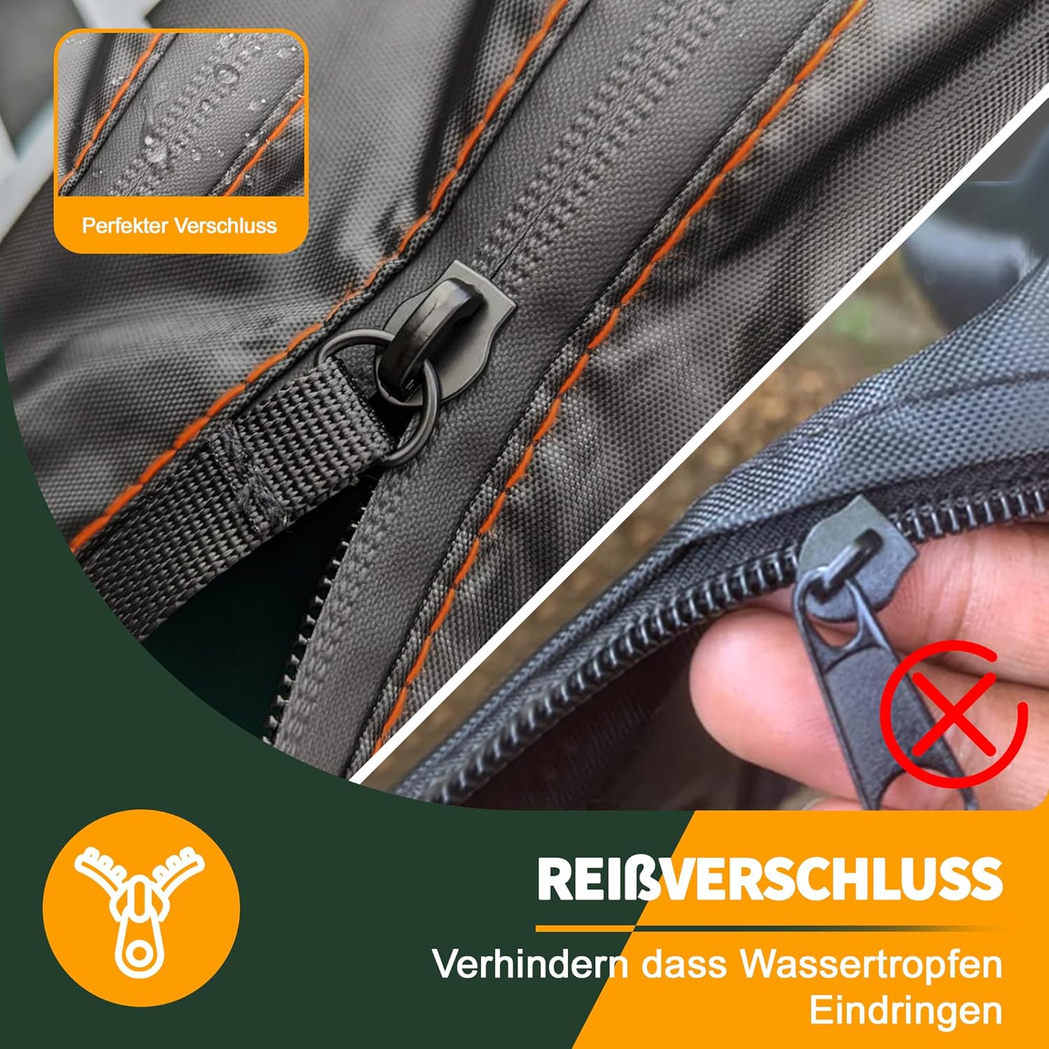 Thumbnail 2 de Enzeno Schutzhülle für Sonnenschirme Ø 300 cm / 200x250 cm – wasserdichte Abdeckung mit Reißverschluss