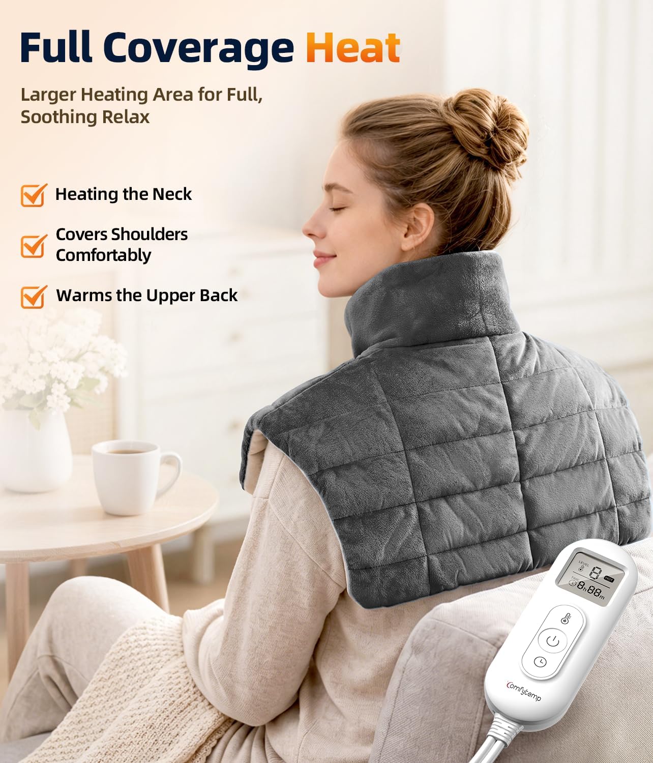Detalle de Comfytemp K9015 Weighted Heating Pad for Neck and Shoulders, Machine-Washable
