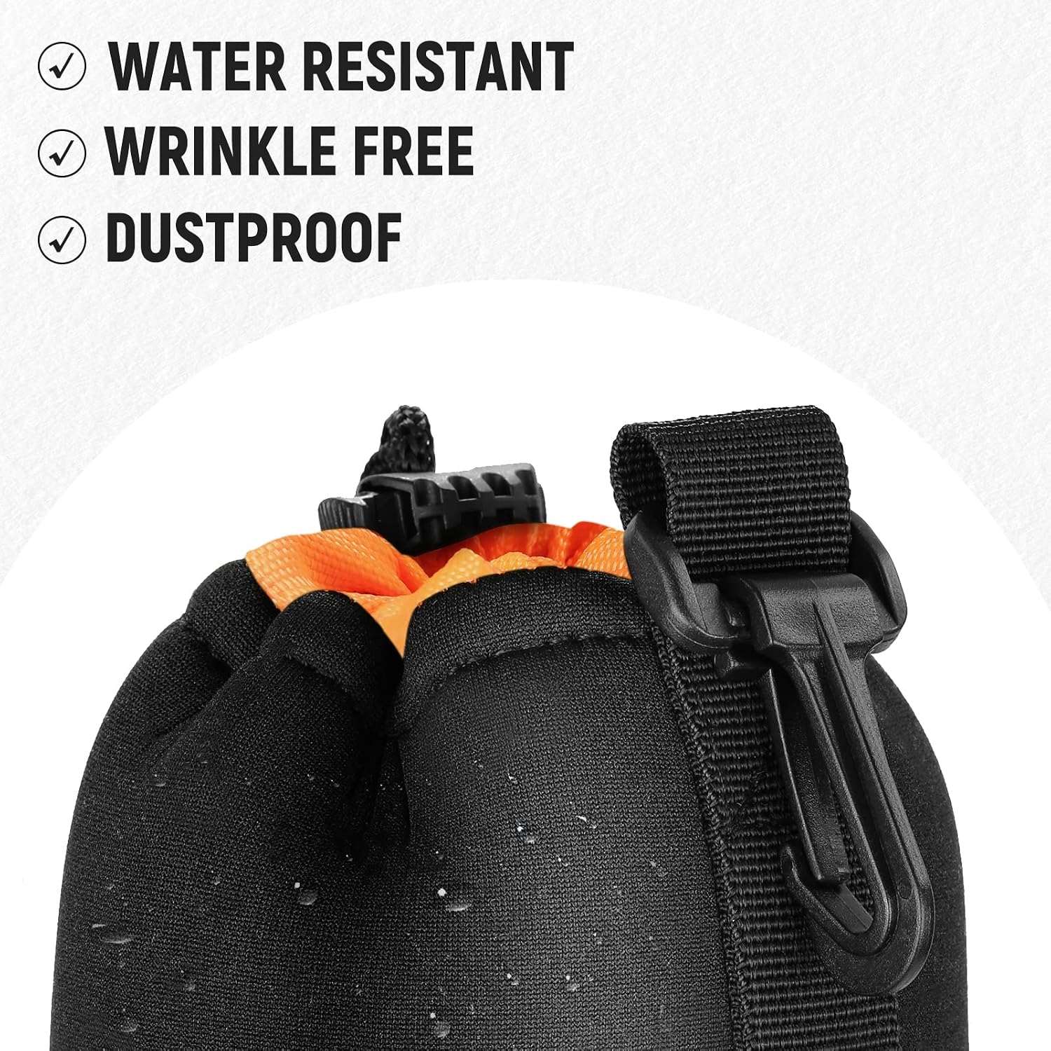Thumbnail 3 de NEEWER pochette en néoprène pour objectif photo (4 tailles) – sac de protection épais intérieur orange