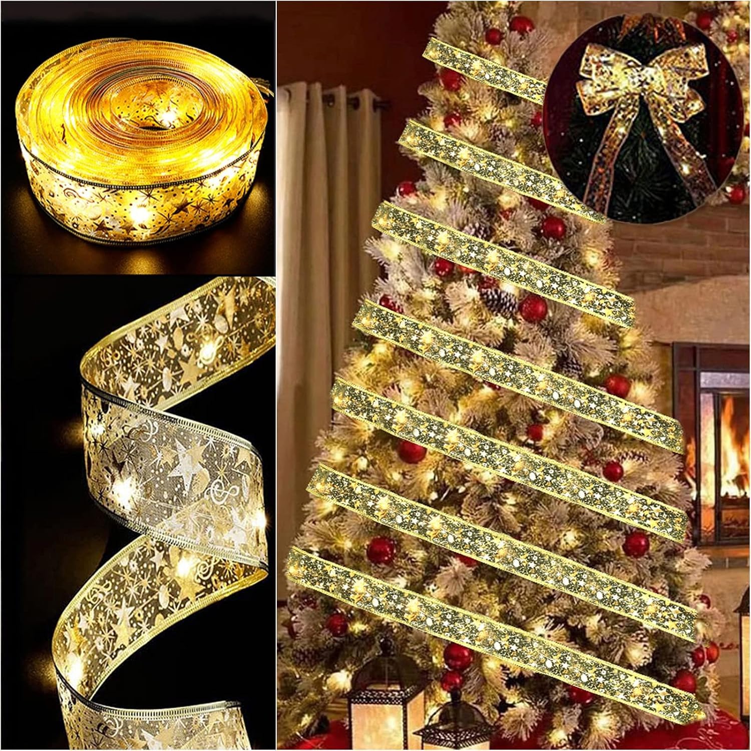 Detalle de Christmas ribbon lights, 12 m