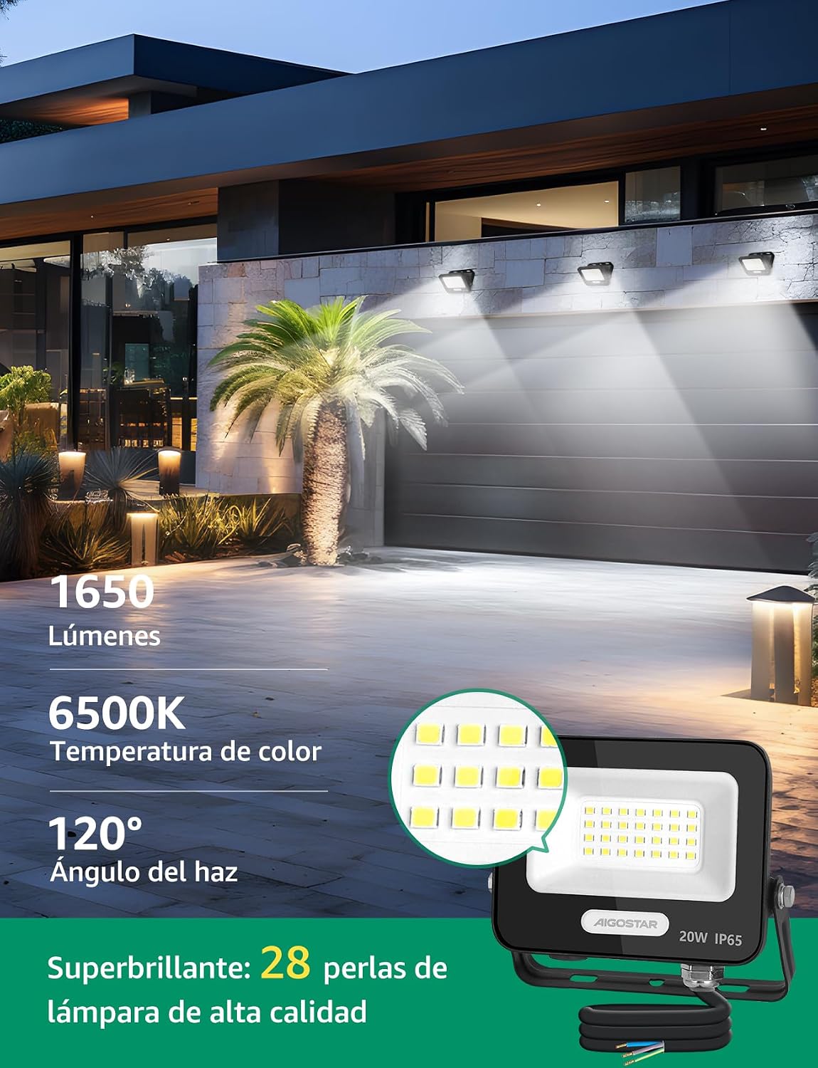 Detalle 2 de Aigostar Foco LED Exterior 20W 1650LM