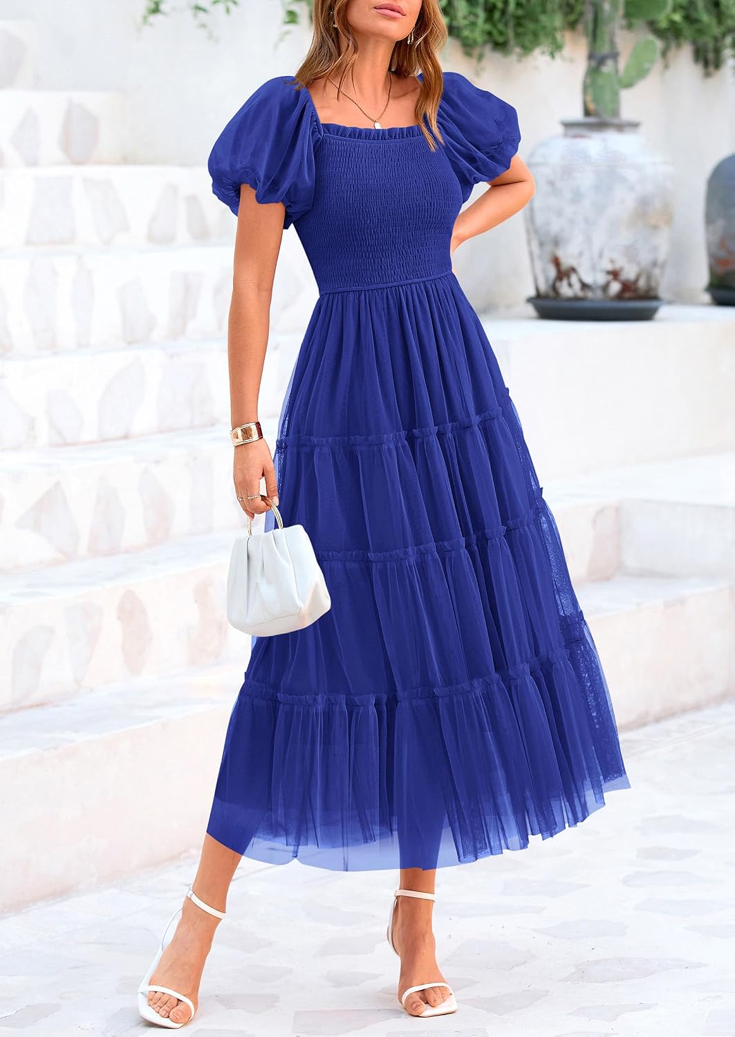 Thumbnail 3 de PRETTYGARDEN Women's Summer Smocked Midi Tulle Dress