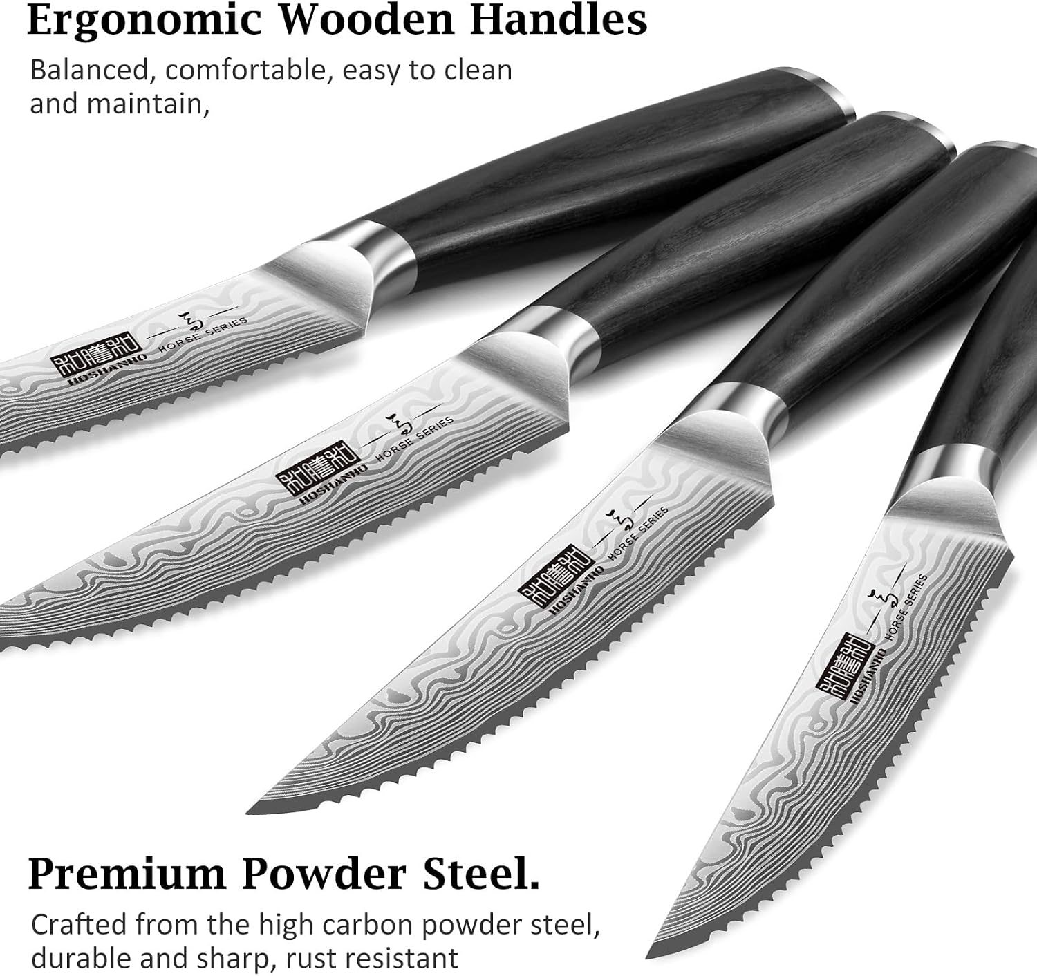 Detalle 2 de HOSHANHO Steak Knife Set, 4.5-Inch Blades