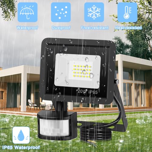 Detalle de Realky 20W LED Strahler mit Bewegungsmelder – 2000 lm, IP65, 12 m Erkennung