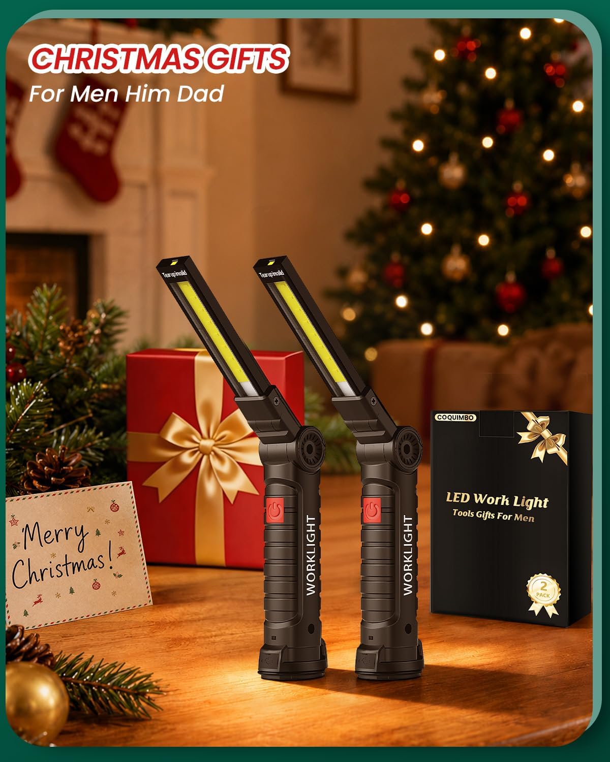 Detalle 2 de Coquimbo GZD-001 2-Pack Rechargeable Work Lights with Magnetic Base and Hook