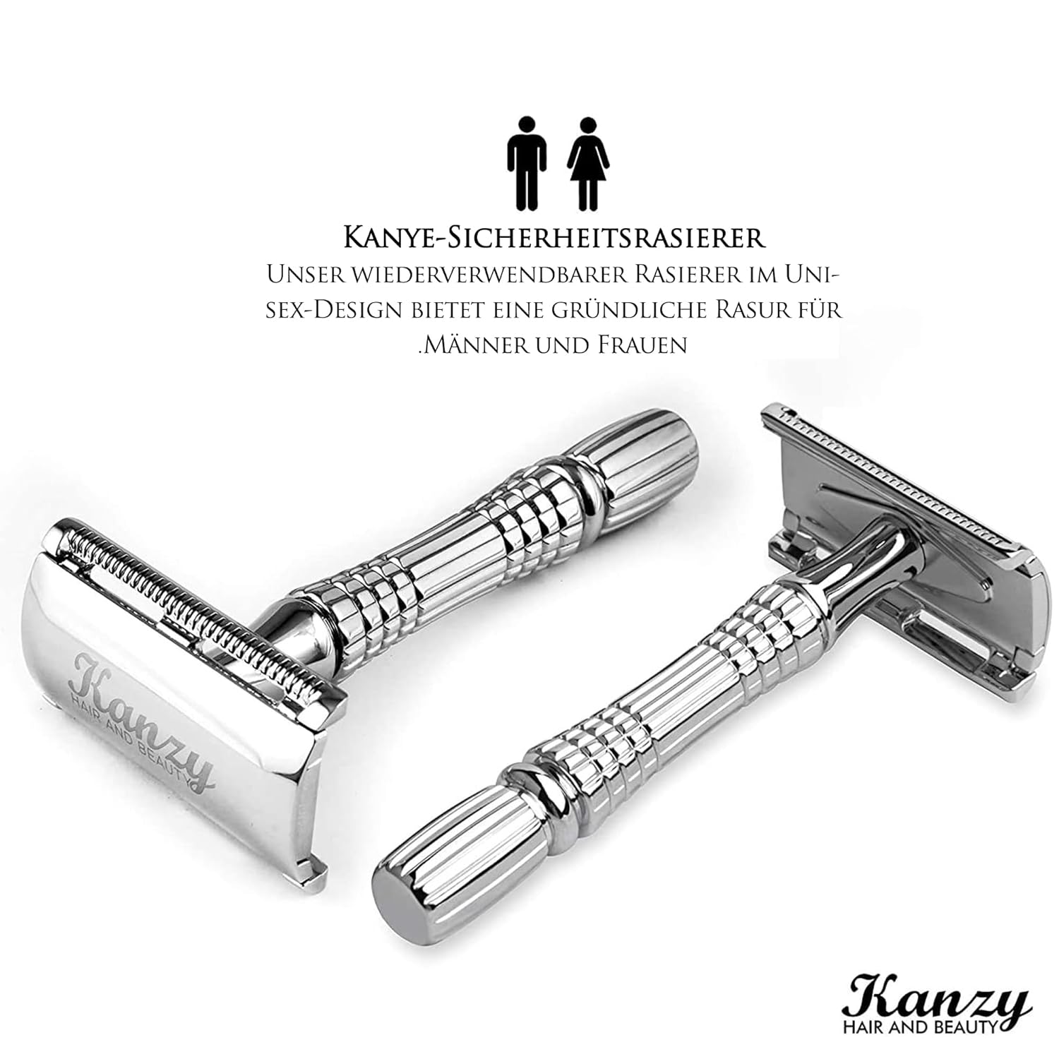 Detalle 1 de KANZY Rasierhobel Safety Razor Set 10 Klingen
