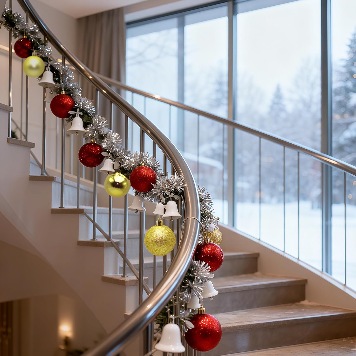 Detalle de AiTodos rode kerstballen van kunststof, 15 stuks, 6 cm, voorgeregen