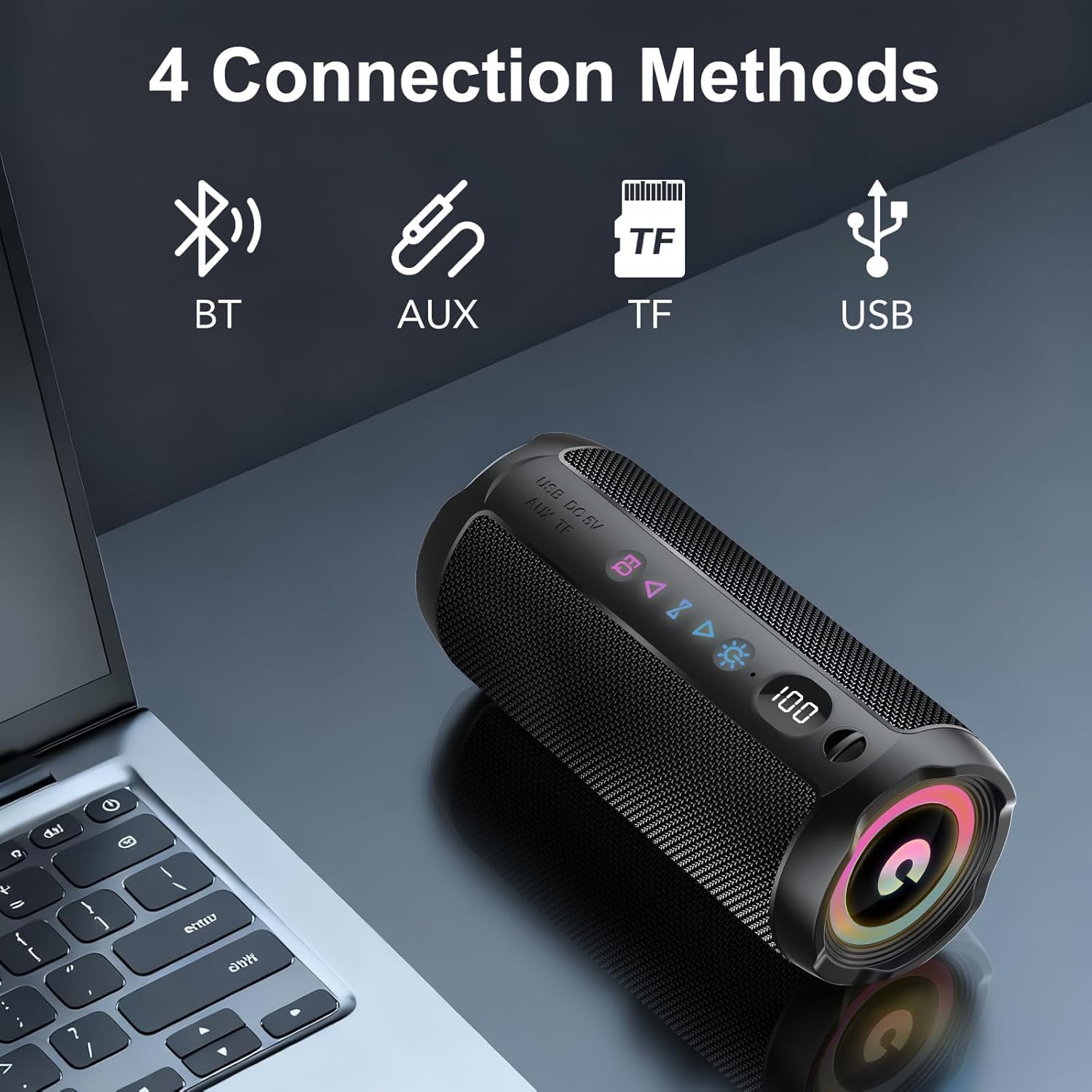 Detalle de Cassa Bluetooth Portatile 25W: potenza, immersione sonora e verde stile per outdoor