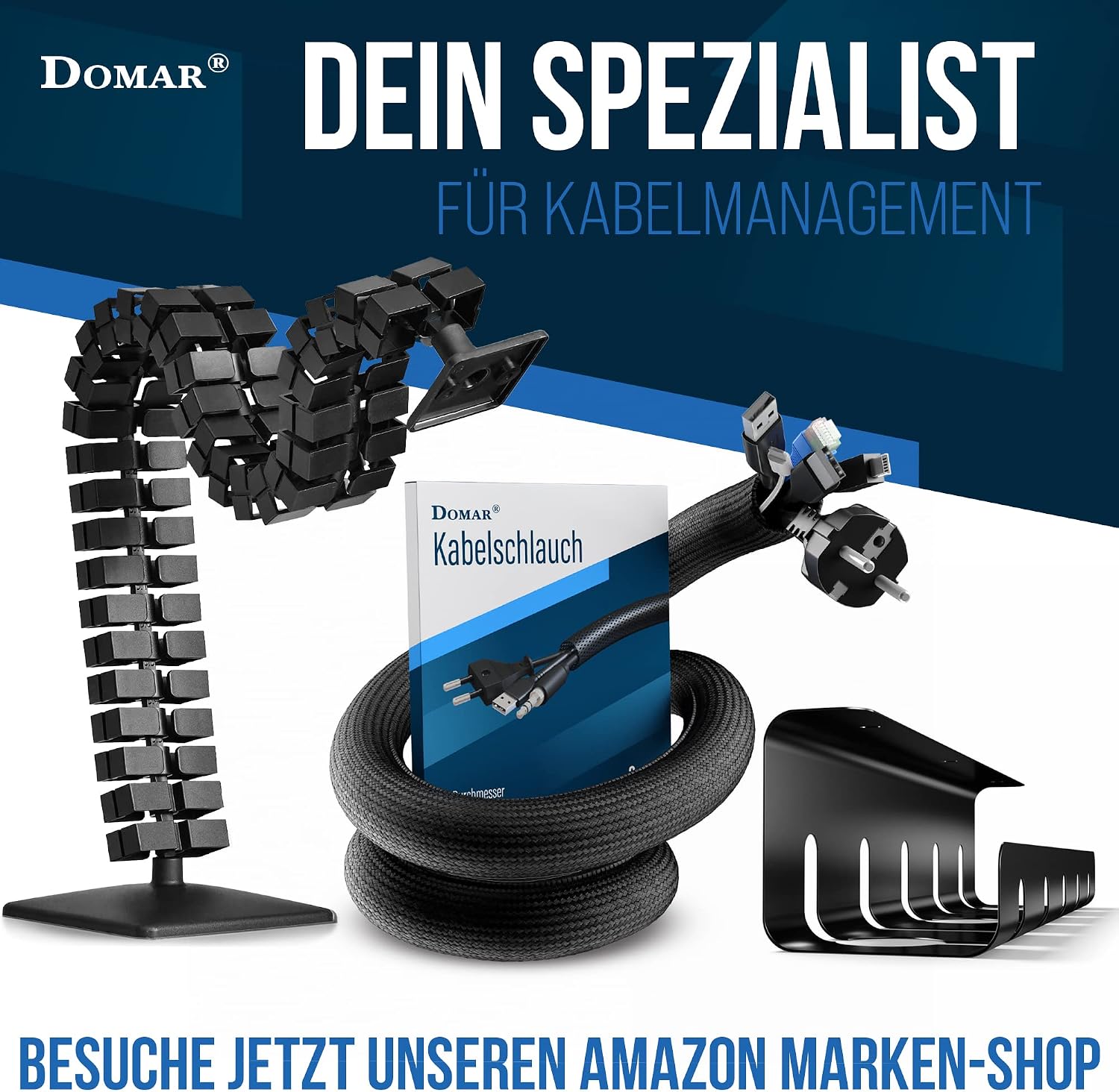 Thumbnail 5 de DOMAR Kabelschlauch selbstschließend 3 m – flexibler Kabelkanal schwarz für Schreibtisch und TV