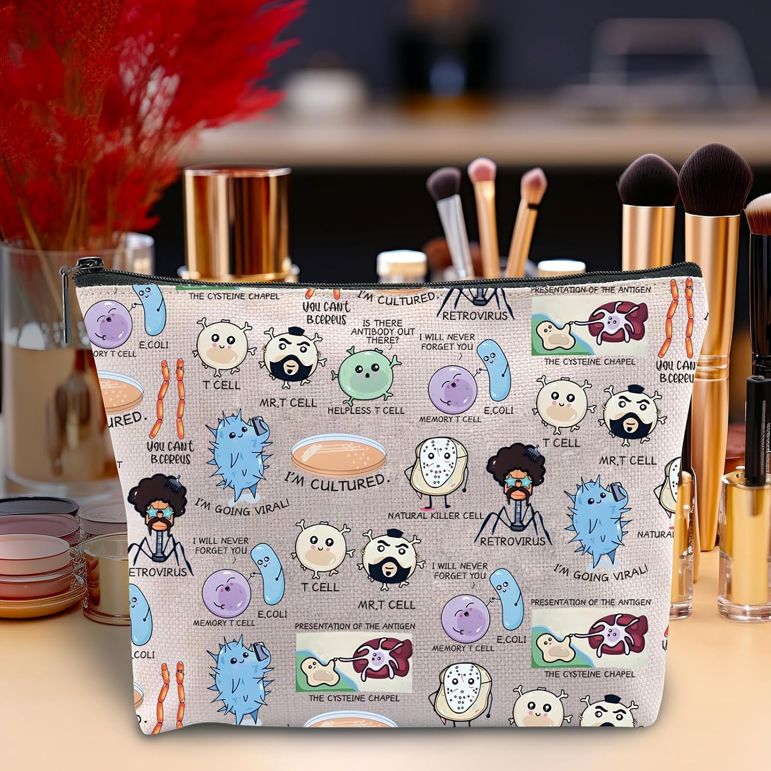 Thumbnail 2 de Funny Science Pun Gift — Powerhouse of The Cell Cosmetic Bag 🧪