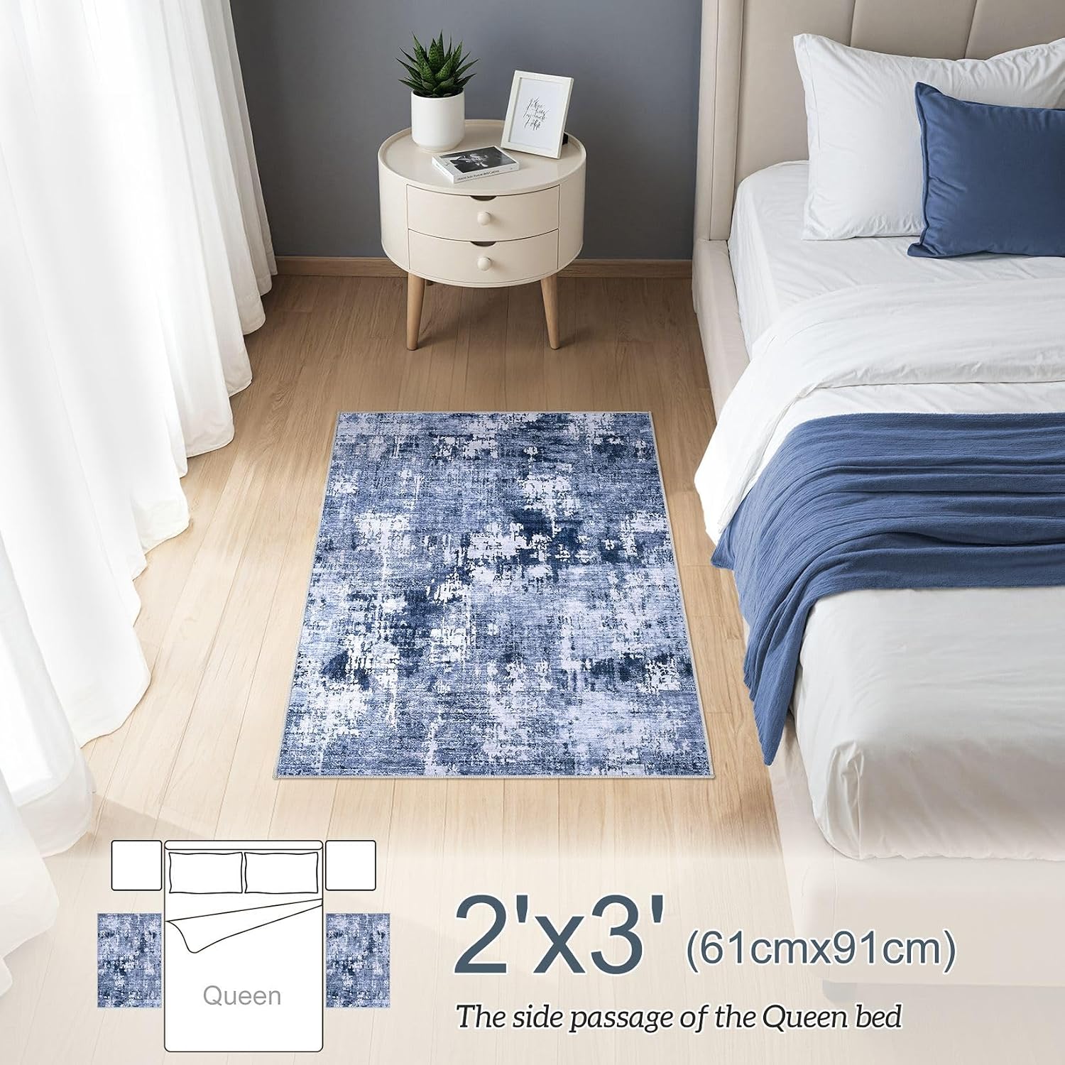 Detalle 2 de DMOYEST 8x10 Washable Navy Blue Area Rug ๐ก