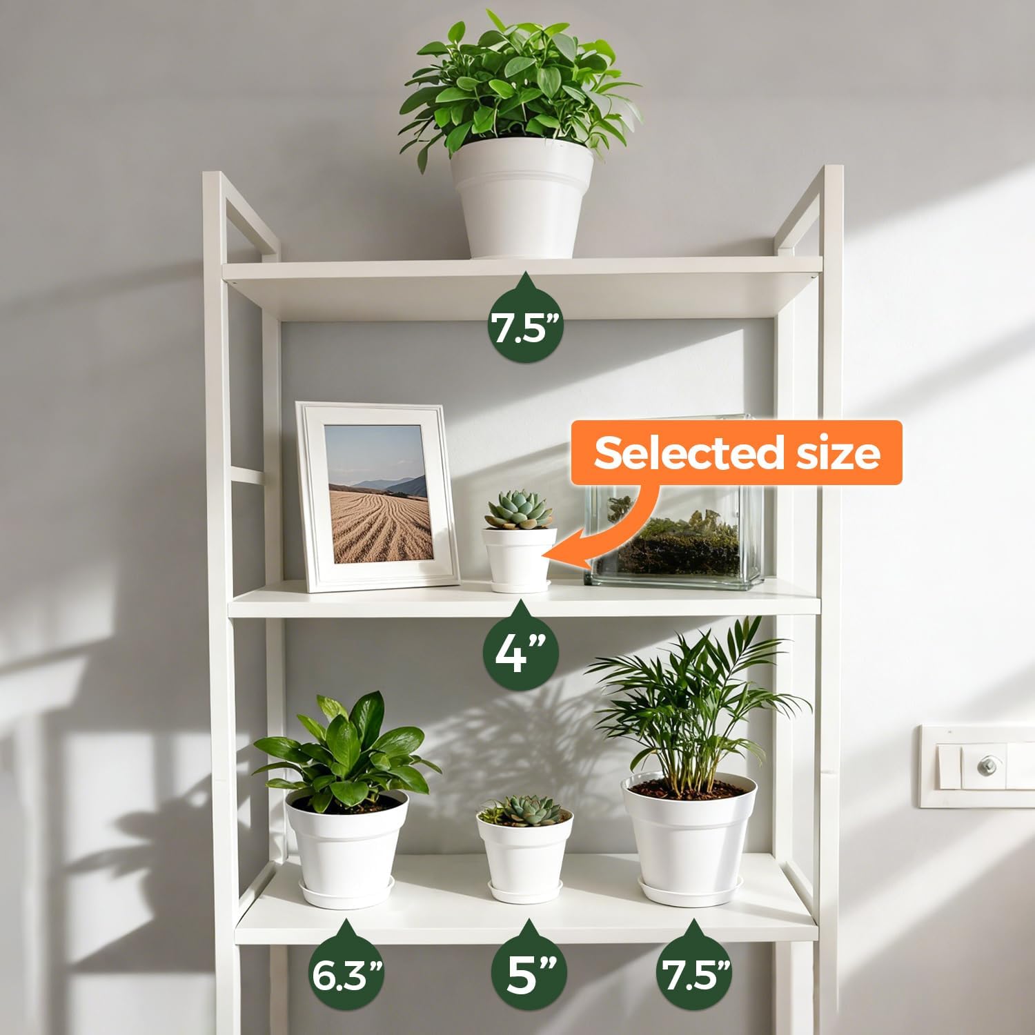 Detalle de T4U 10cm Plastic Plant Pots 6-Pack with Saucers – Minimalist Indoor/Outdoor Nursery for a Range of Houseplants