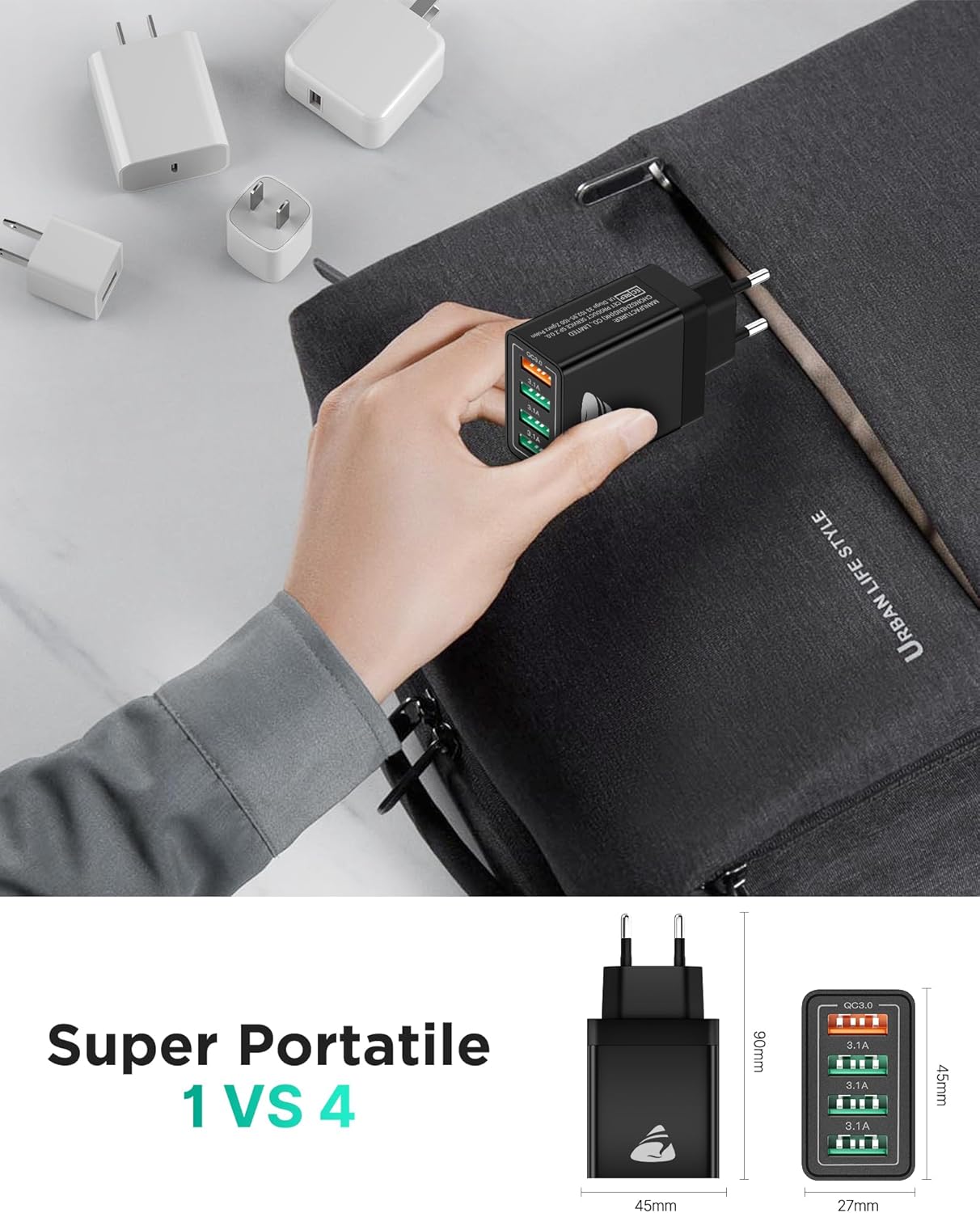 Thumbnail 6 de Caricatore USB 4 porte 40W QC3.0