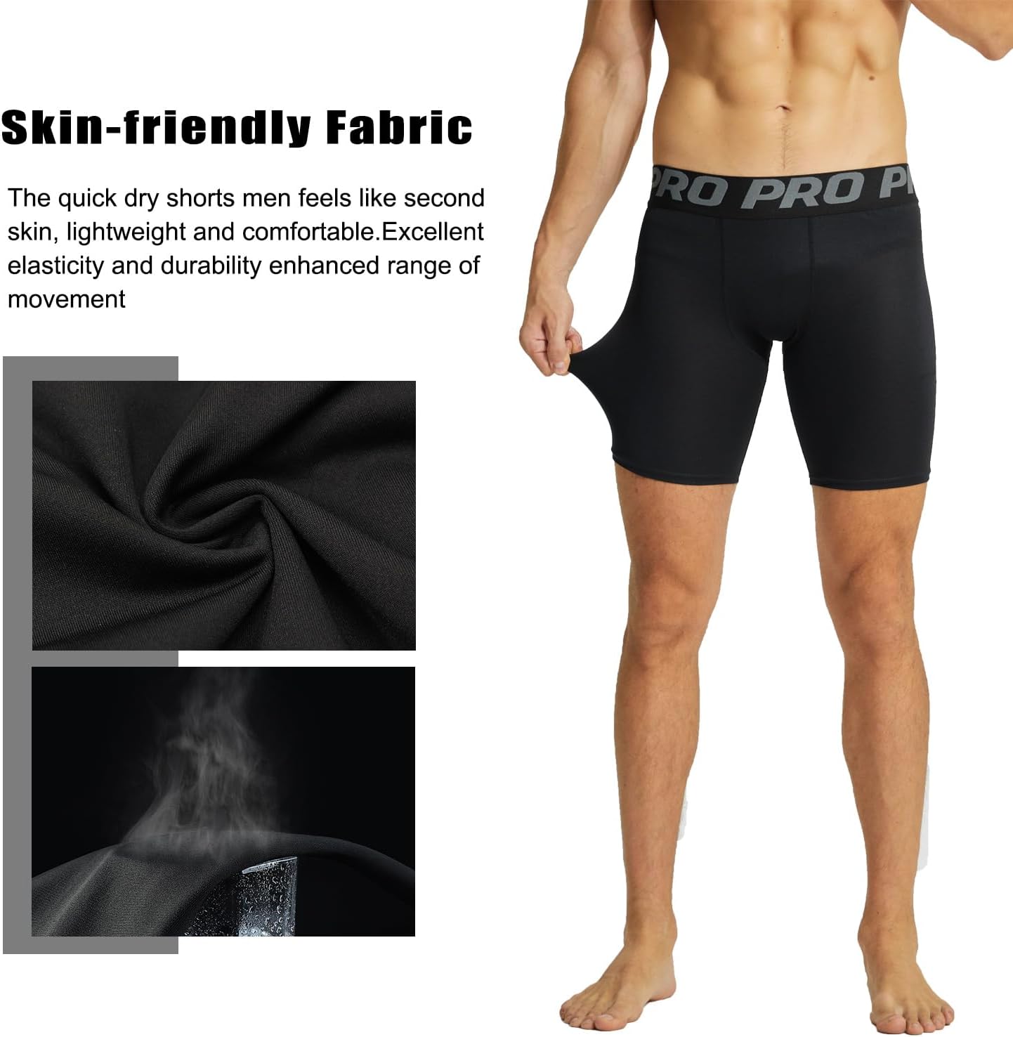 Detalle de LNFINTDO 3 Pack Compression Shorts for Men – Base Layer Running Shorts