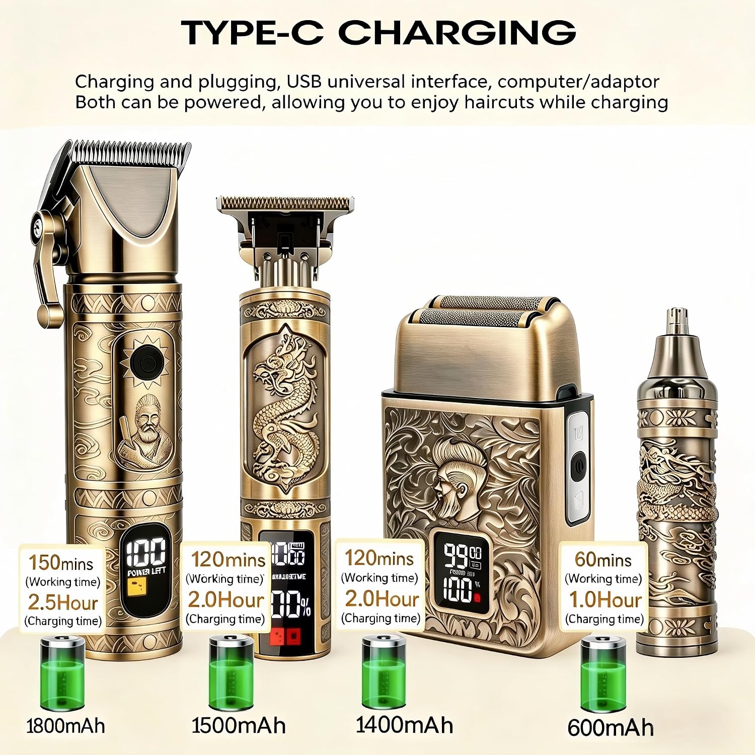 Thumbnail 3 de Hair Clippers for Men Professional 4-in-1 Grooming Kit with Long Battery Life