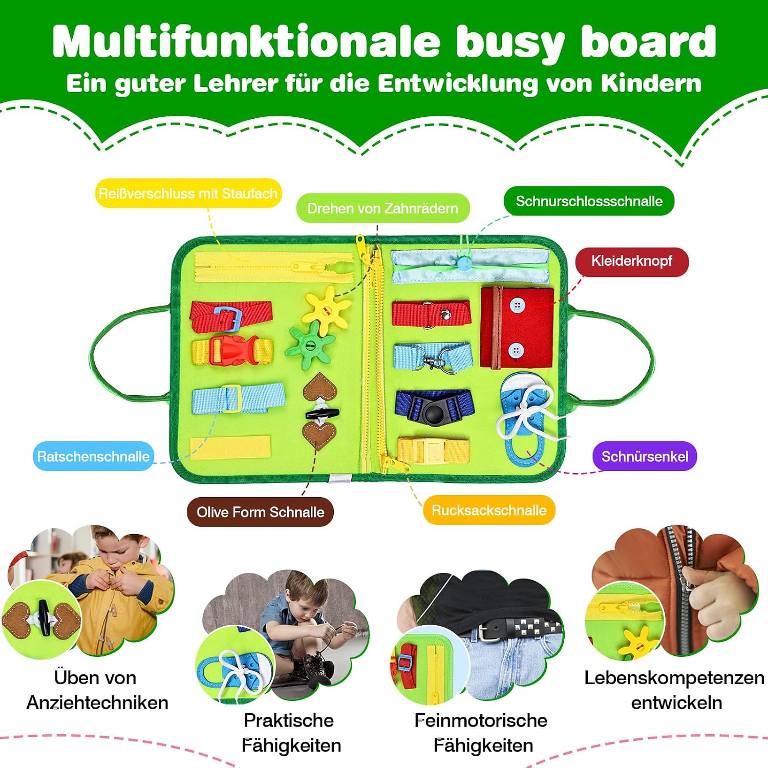 Thumbnail 2 de JHkim Montessori Busy Board Deutsch grün
