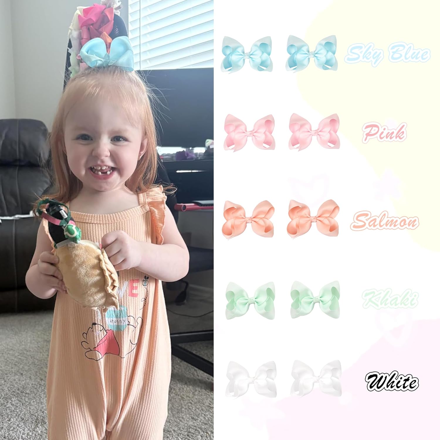 Thumbnail 4 de CÉLLOT 40PCS 4.5-Inch Grosgrain Hair Bows for Girls with Alligator Clips (40PCS, 20 Pairs)